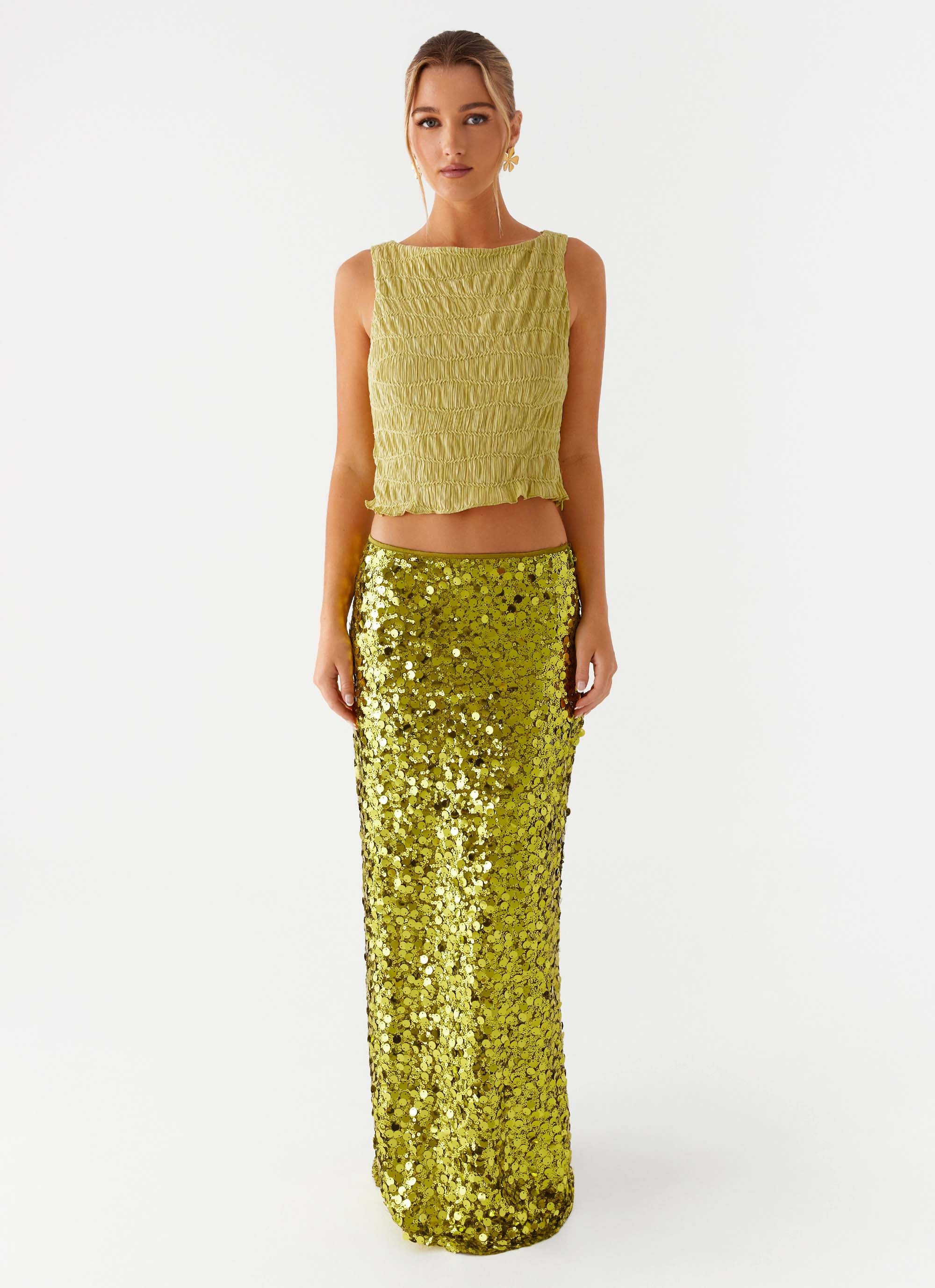 Green Sequin Sequin Midi Skirt Australia AMI Paris Sequin