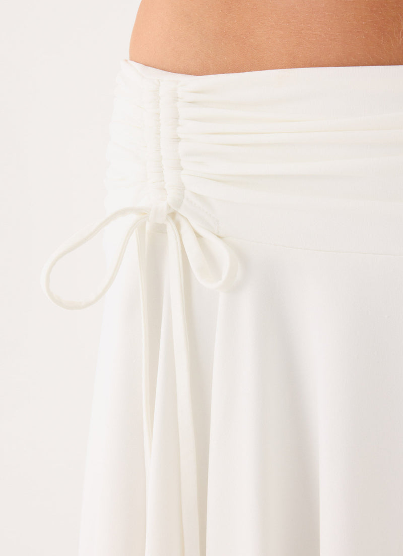 Perrie Asymmetrical Midi Skirt - Cloud Dancer