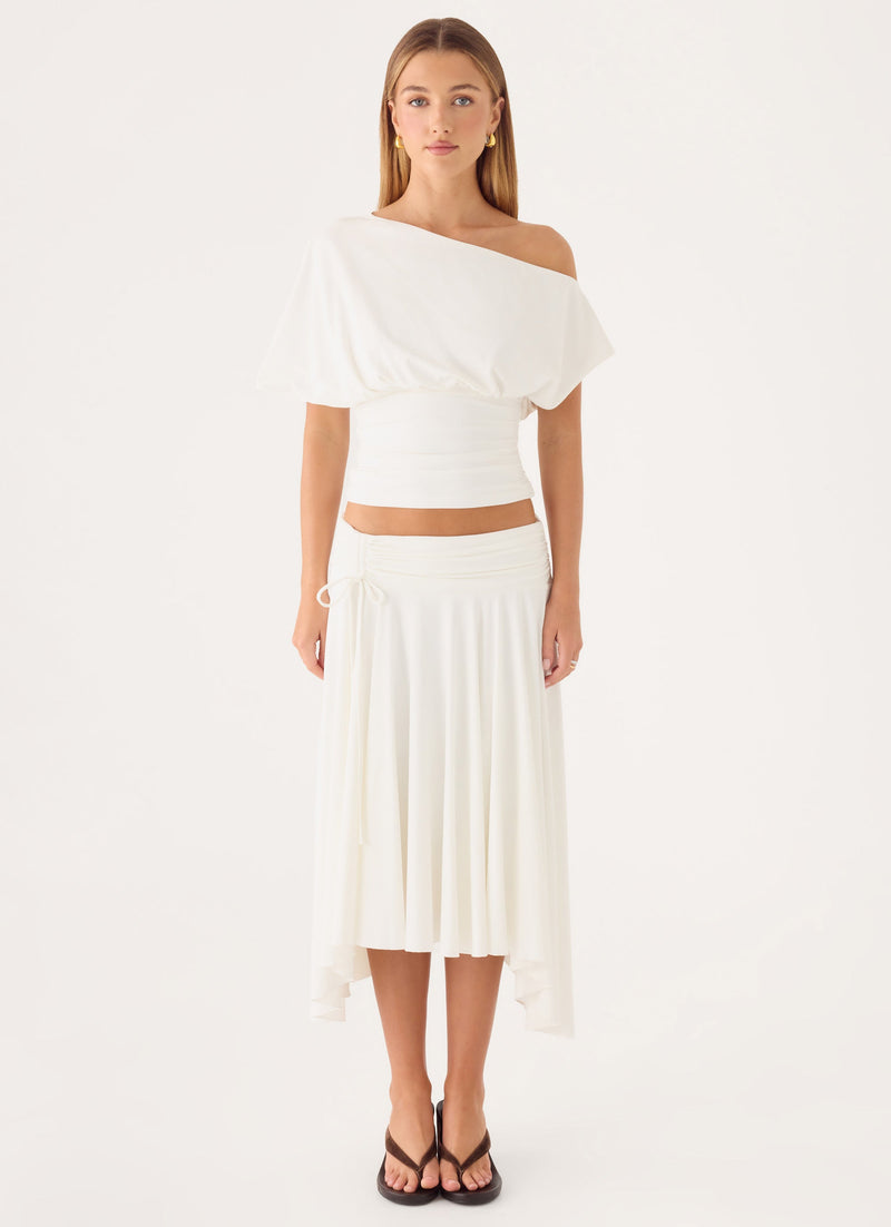 Perrie Asymmetrical Top - Cloud Dancer