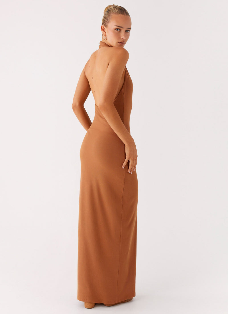 Plunge for You Maxi Dress - Tan