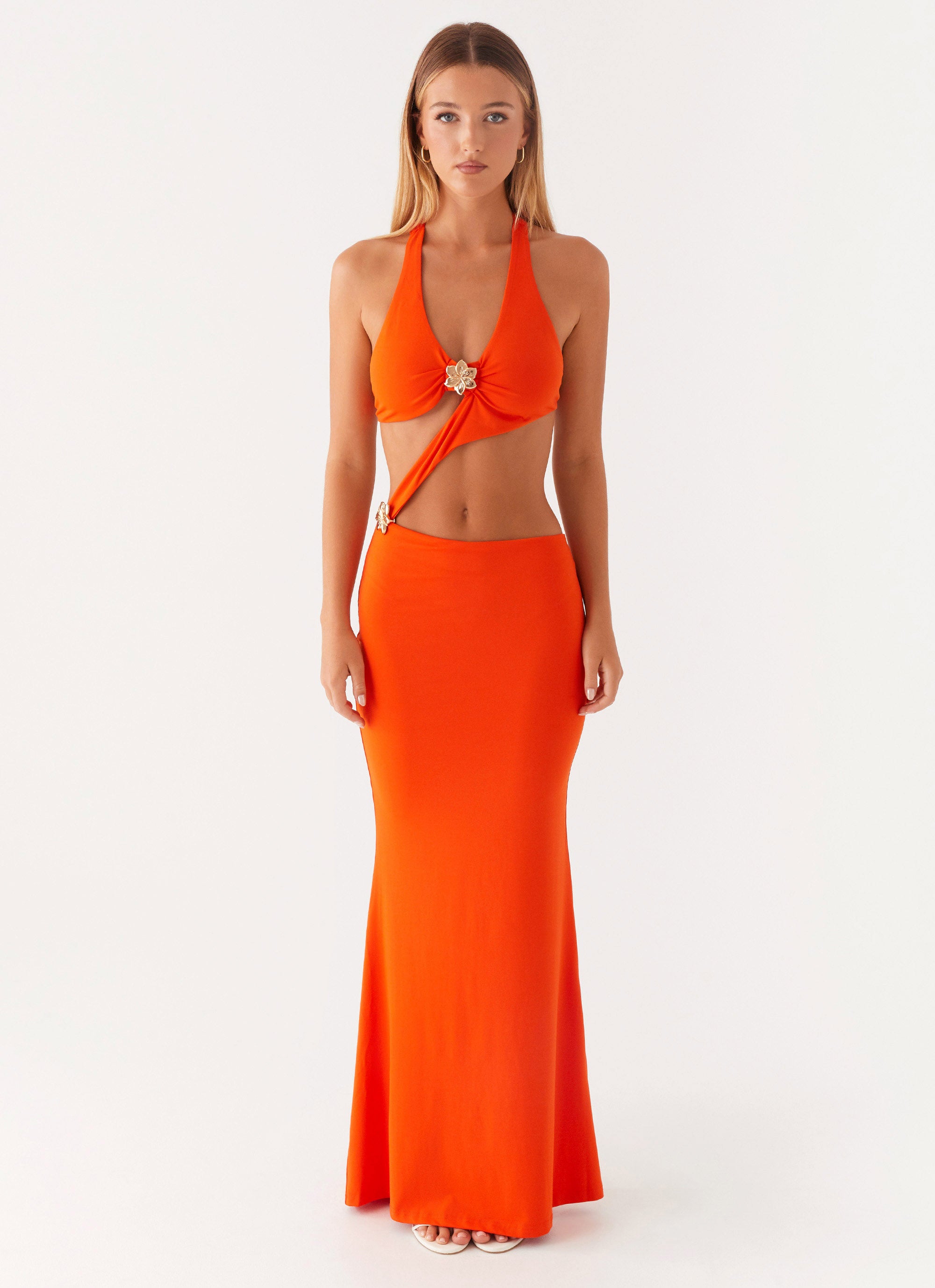 Reasons To Stay Cut Out Maxi Dress - Orange Reasons To Stay Cut Out Maxi Dress - Orange