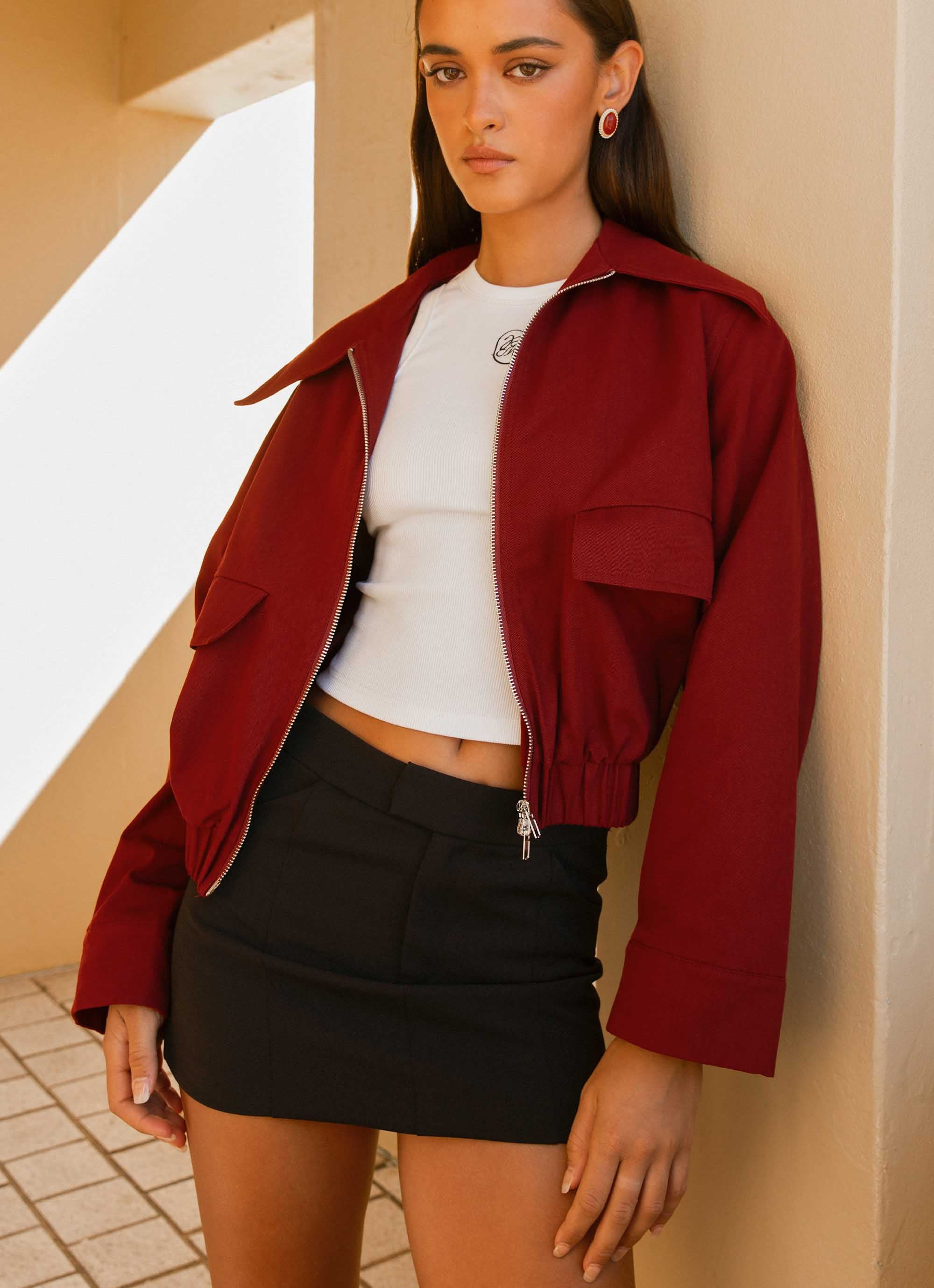 Red oversized jacket online