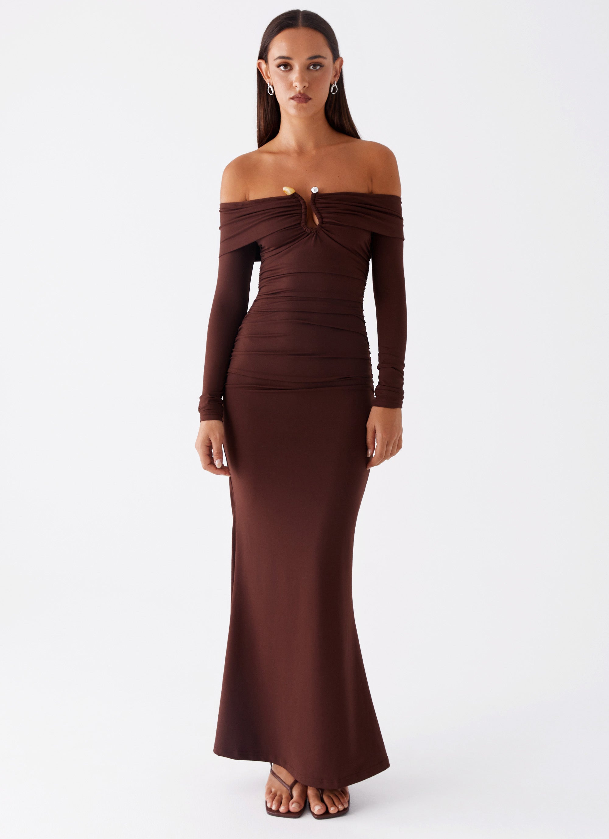 Rudy Long Sleeve Maxi Dress - Chocolate Peppermayo US Rudy Long Sleeve Maxi Dress - Chocolate Peppermayo US