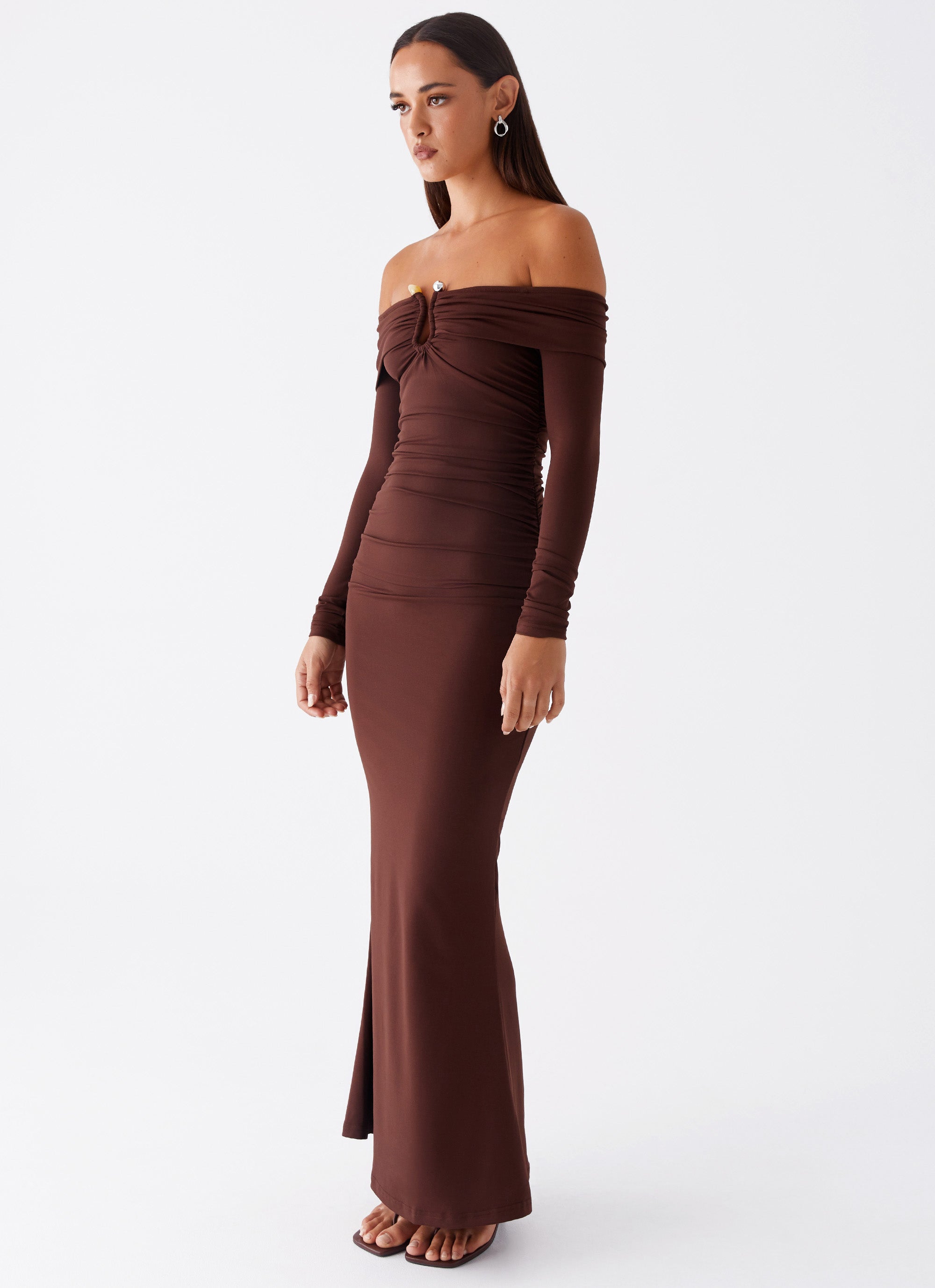 Rudy Long Sleeve Maxi Dress - Chocolate Chocolate / US 18 Rudy Long Sleeve Maxi Dress - Chocolate Chocolate / US 18