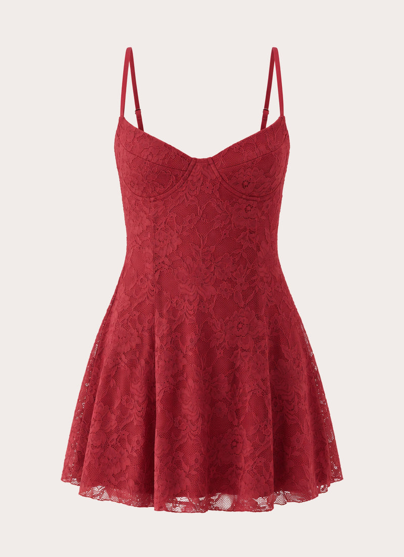 Saint Paloma Lace Mini Dress - Fire Red