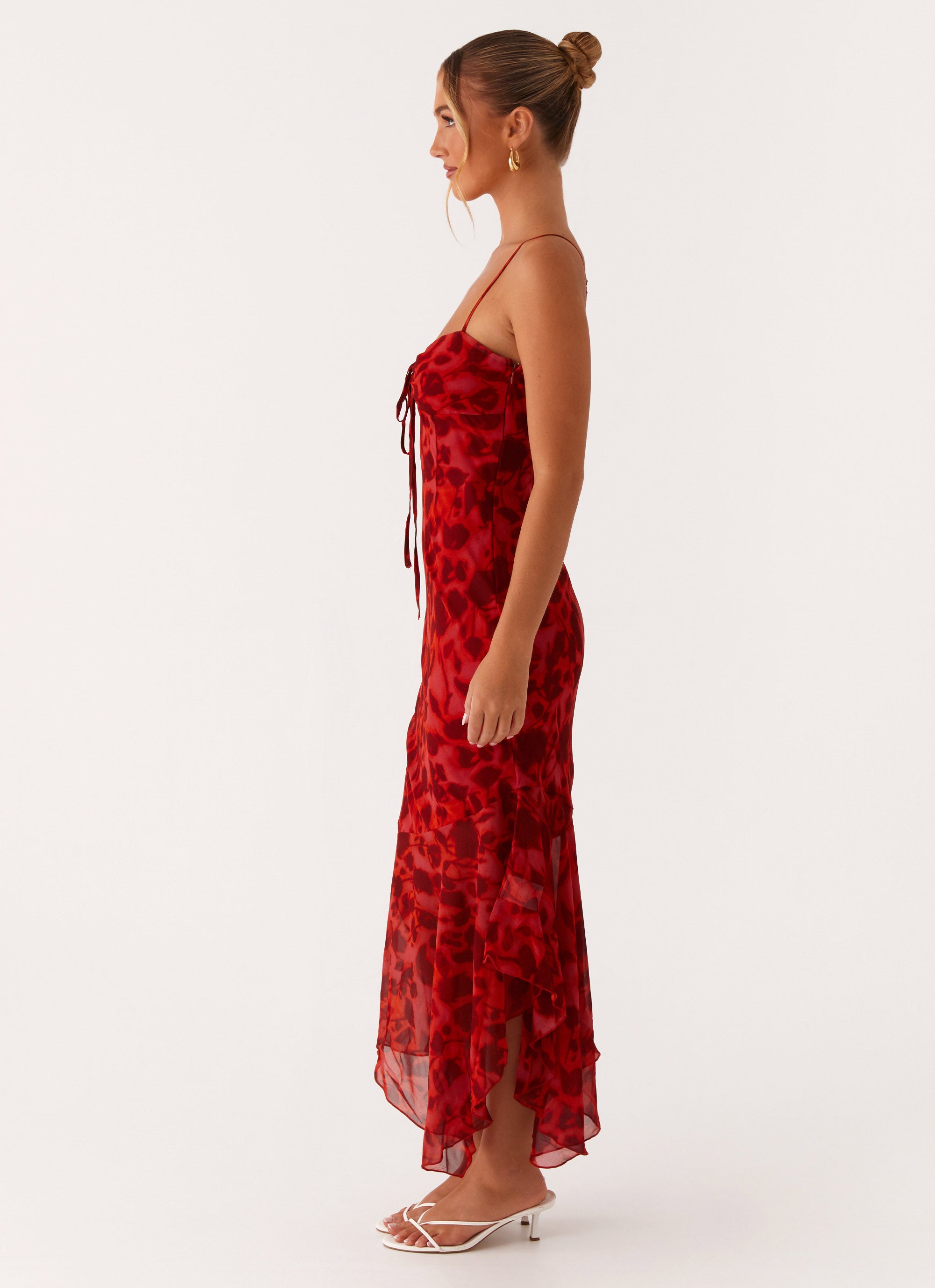 Sally Midi Dress - Deep Red Floral Peppermayo US Sally Midi Dress - Deep Red Floral Peppermayo US