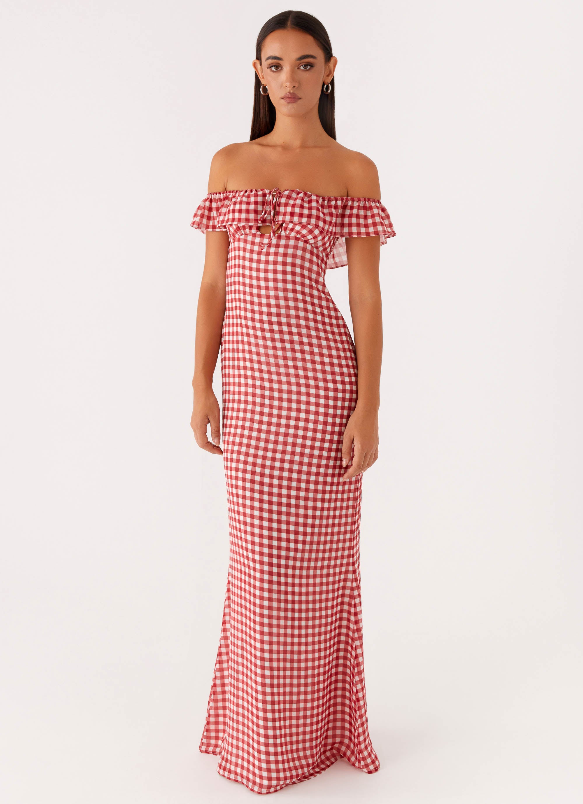 Scarlet Cherry Maxi Dress - Red Gingham Peppermayo US Scarlet Cherry Maxi Dress - Red Gingham Peppermayo US