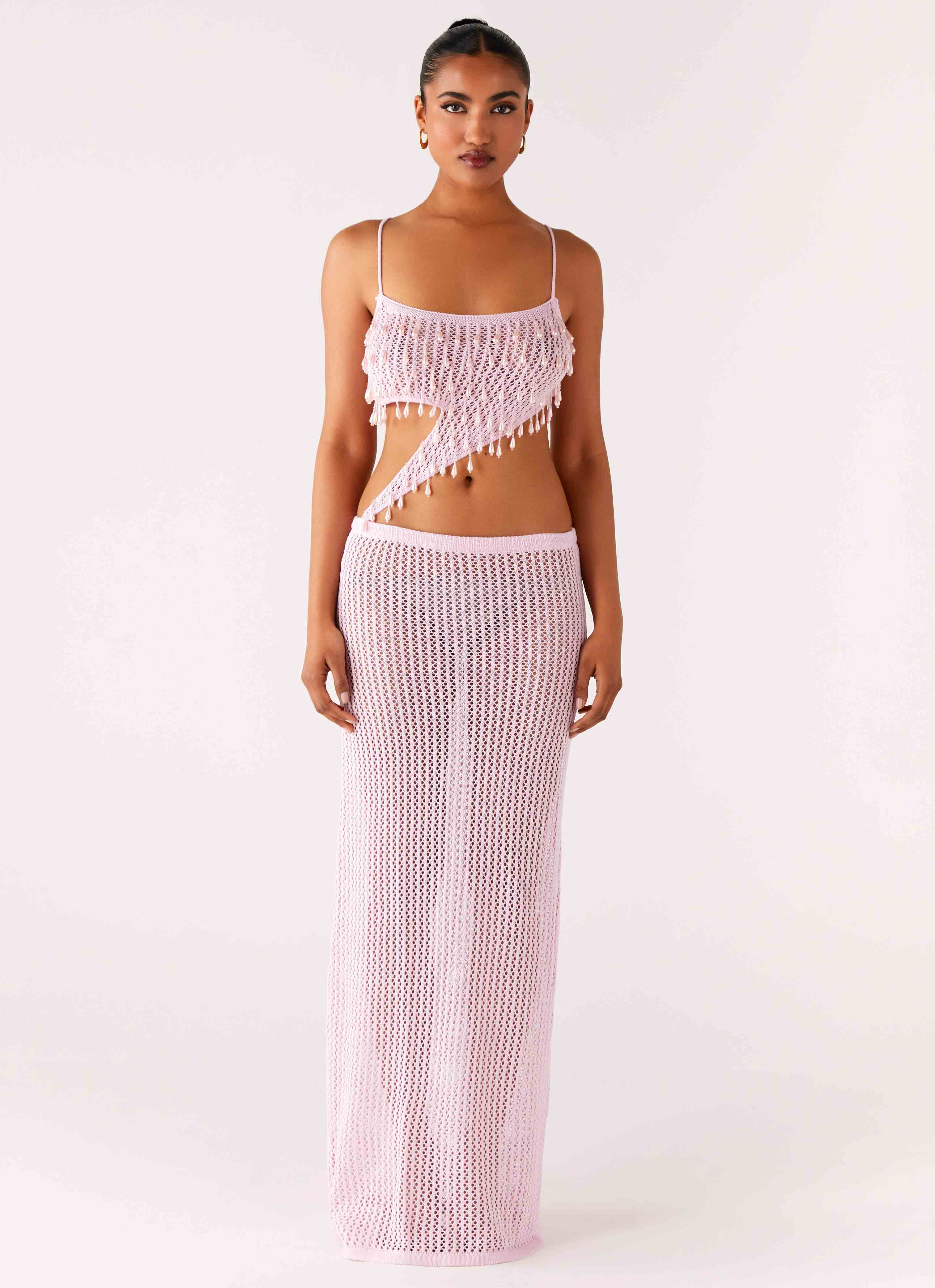 Shellbound Crochet Maxi Dress - Pink Shellbound Crochet Maxi Dress - Pink