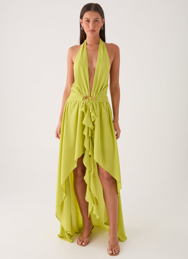 Sinead Halter Maxi Dress - Lime