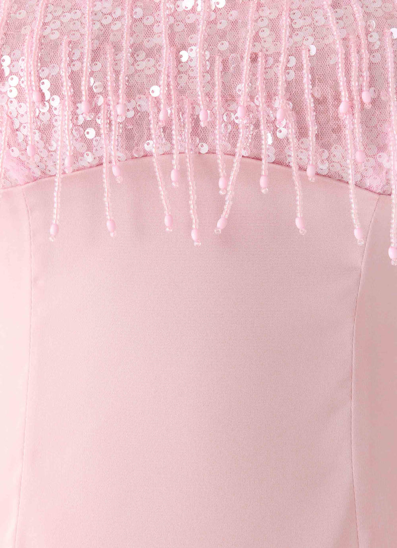 Siren Sequin Beaded Mini Dress - Pink