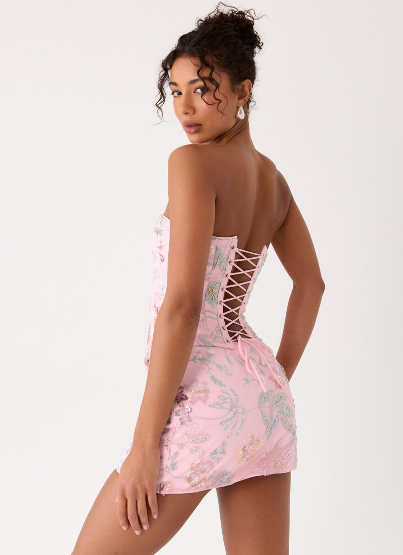 Solaire Strapless Corset Top - Pink