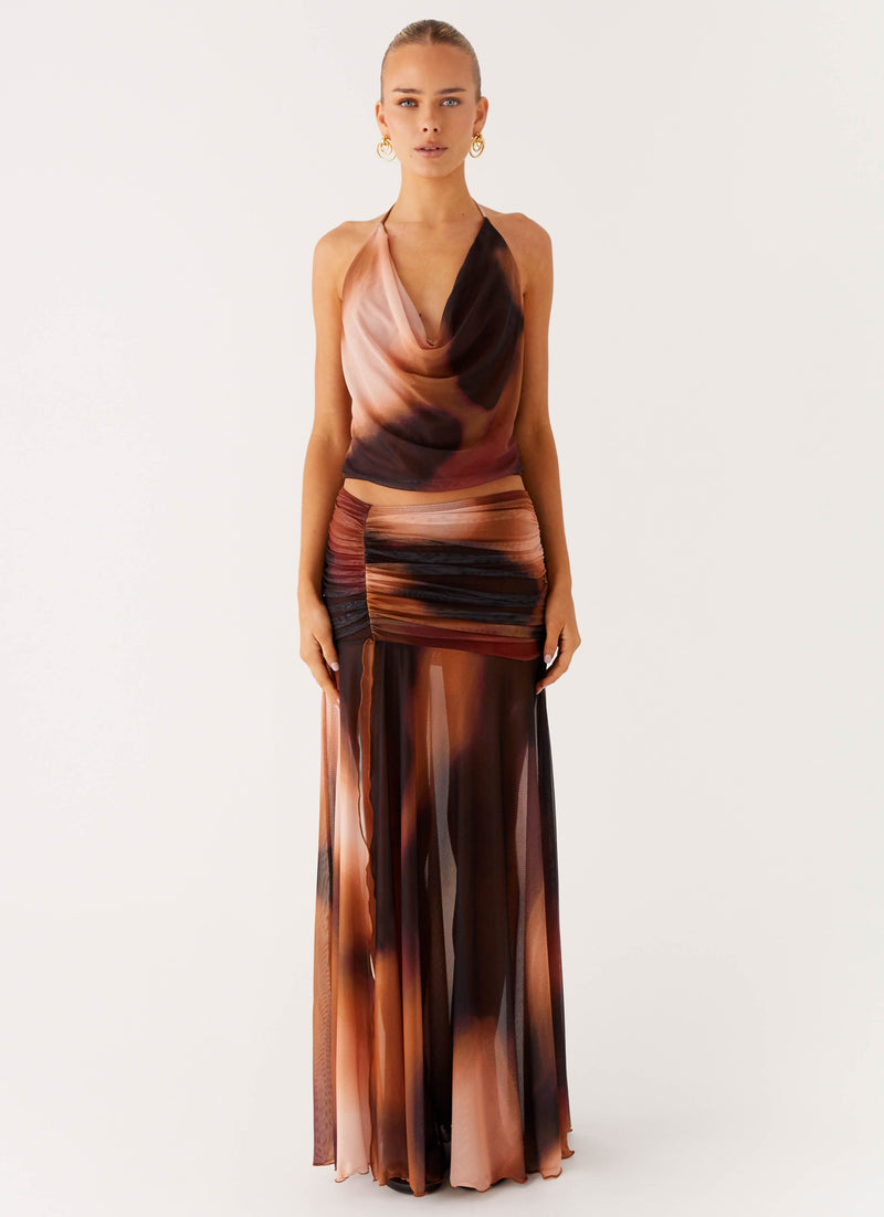 Stargazer Mesh Cowl Top - Black Gradient