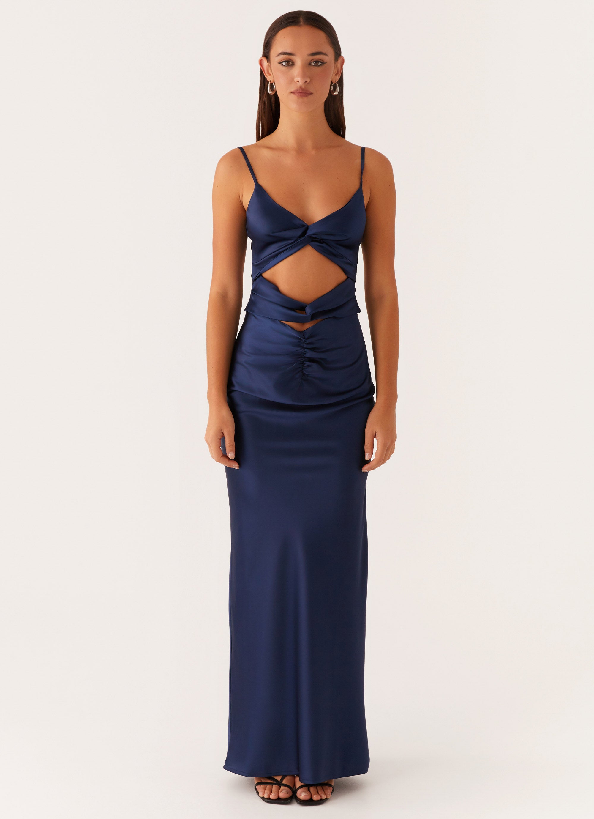 Stormie Satin Maxi Dress - Navy Peppermayo US Stormie Satin Maxi Dress - Navy Peppermayo US