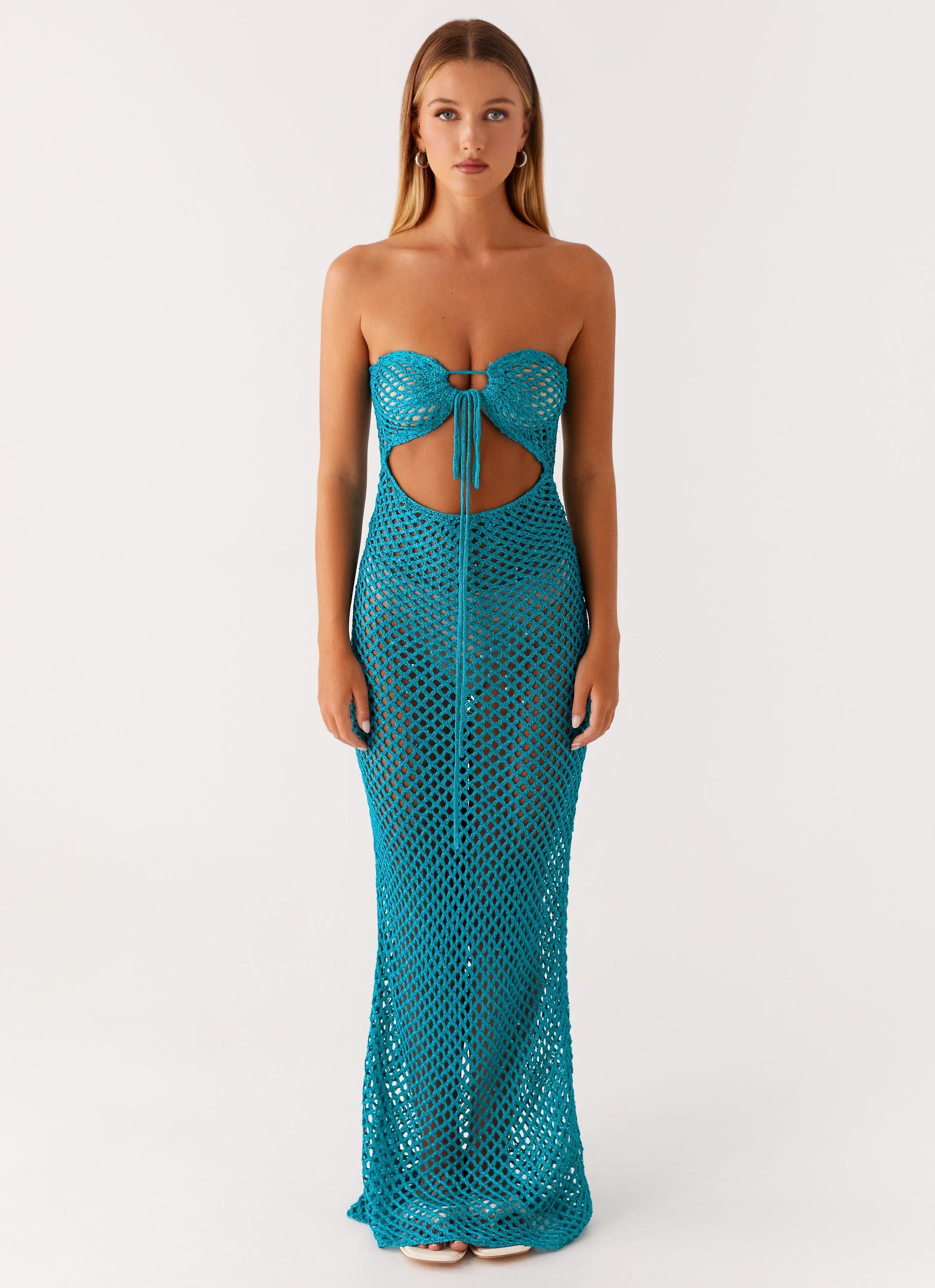 Sun Kissed Crochet Maxi Dress - Blue Peppermayo US Sun Kissed Crochet Maxi Dress - Blue Peppermayo US