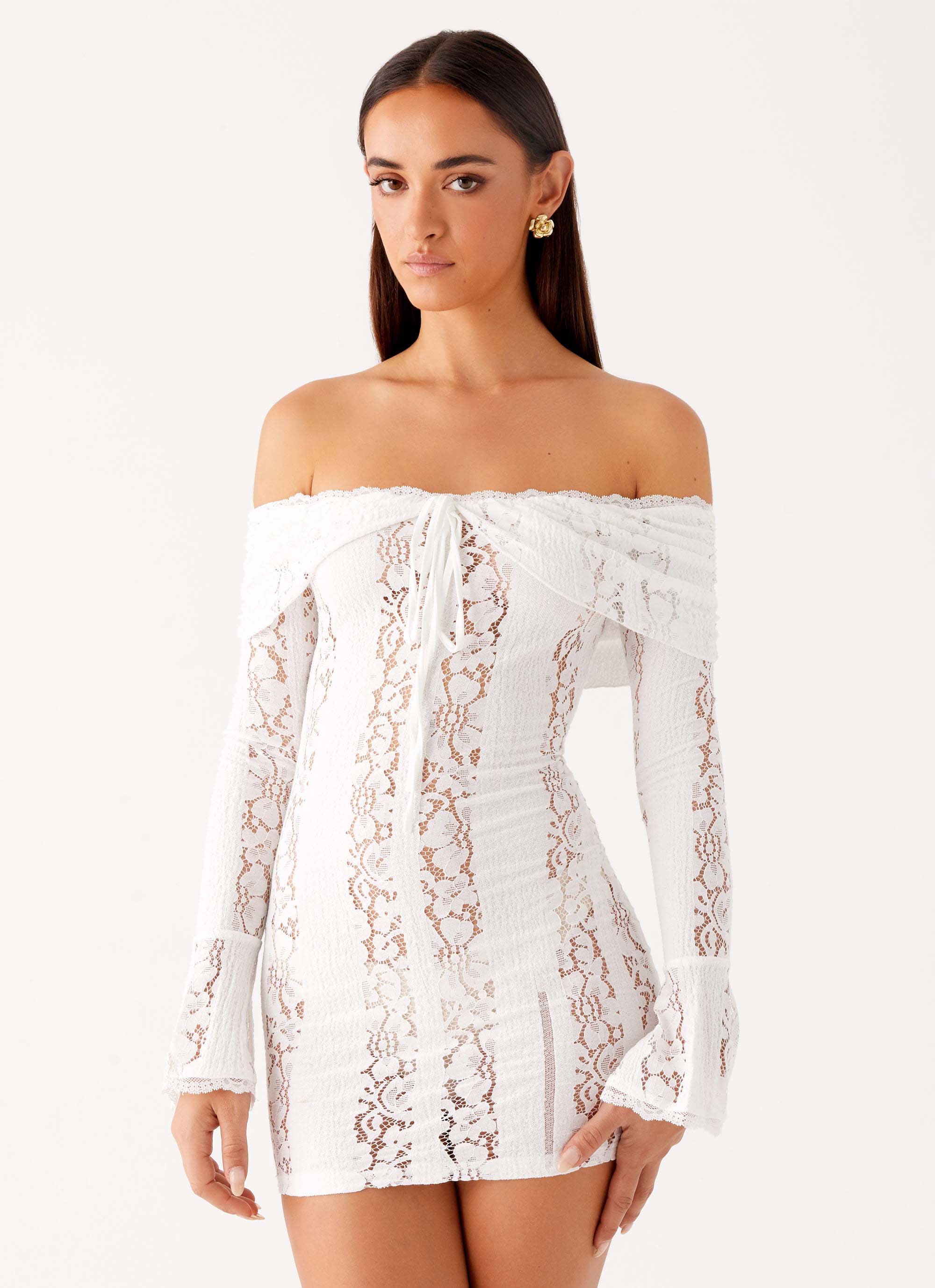 Syvanna Lace Mini Dress - White Syvanna Lace Mini Dress - White