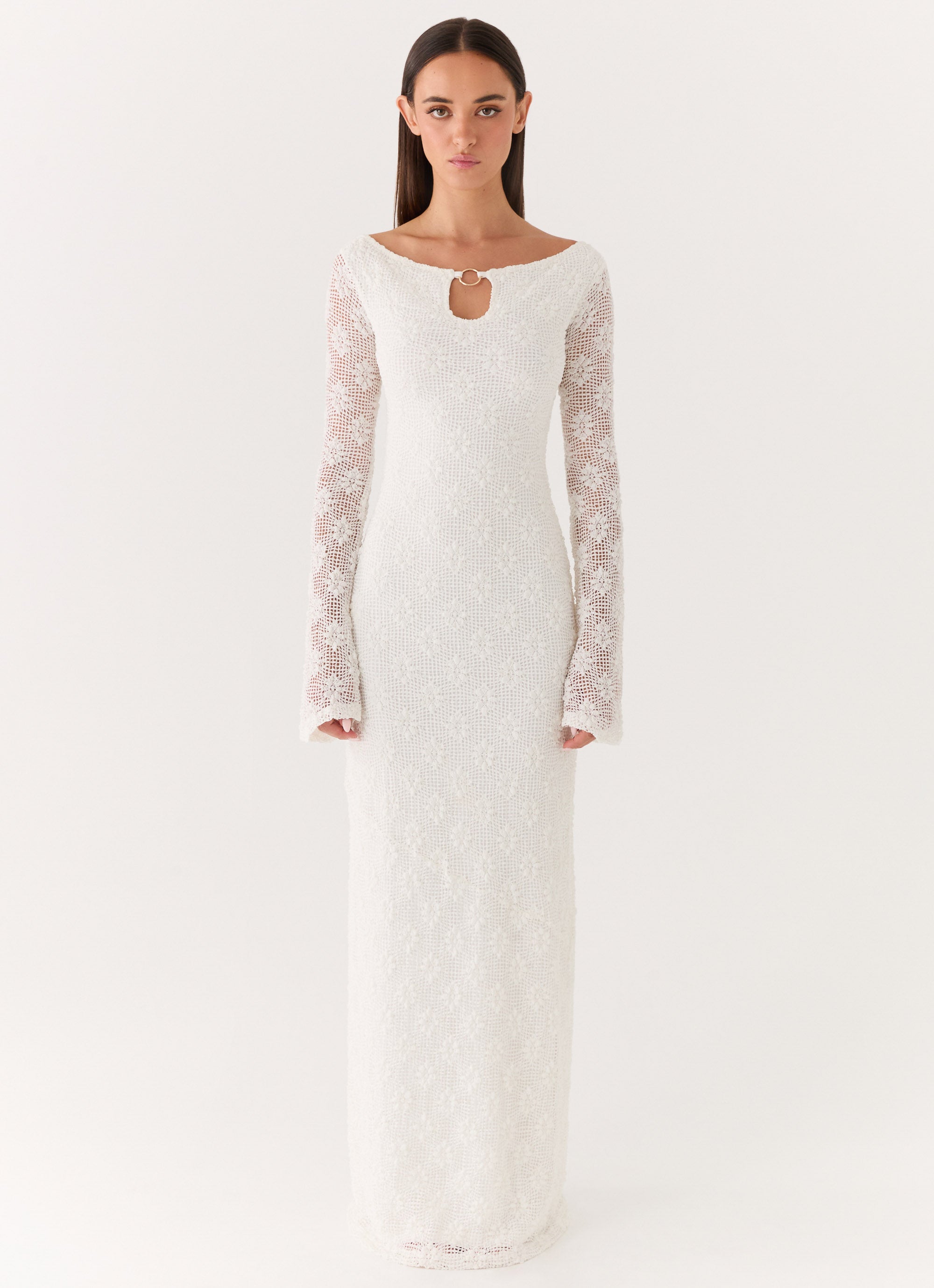 long sleeve white grad dress A-Line Long Sleeves Tulle White Long Prom Dress, White Long Graduation Dress US 4 / White