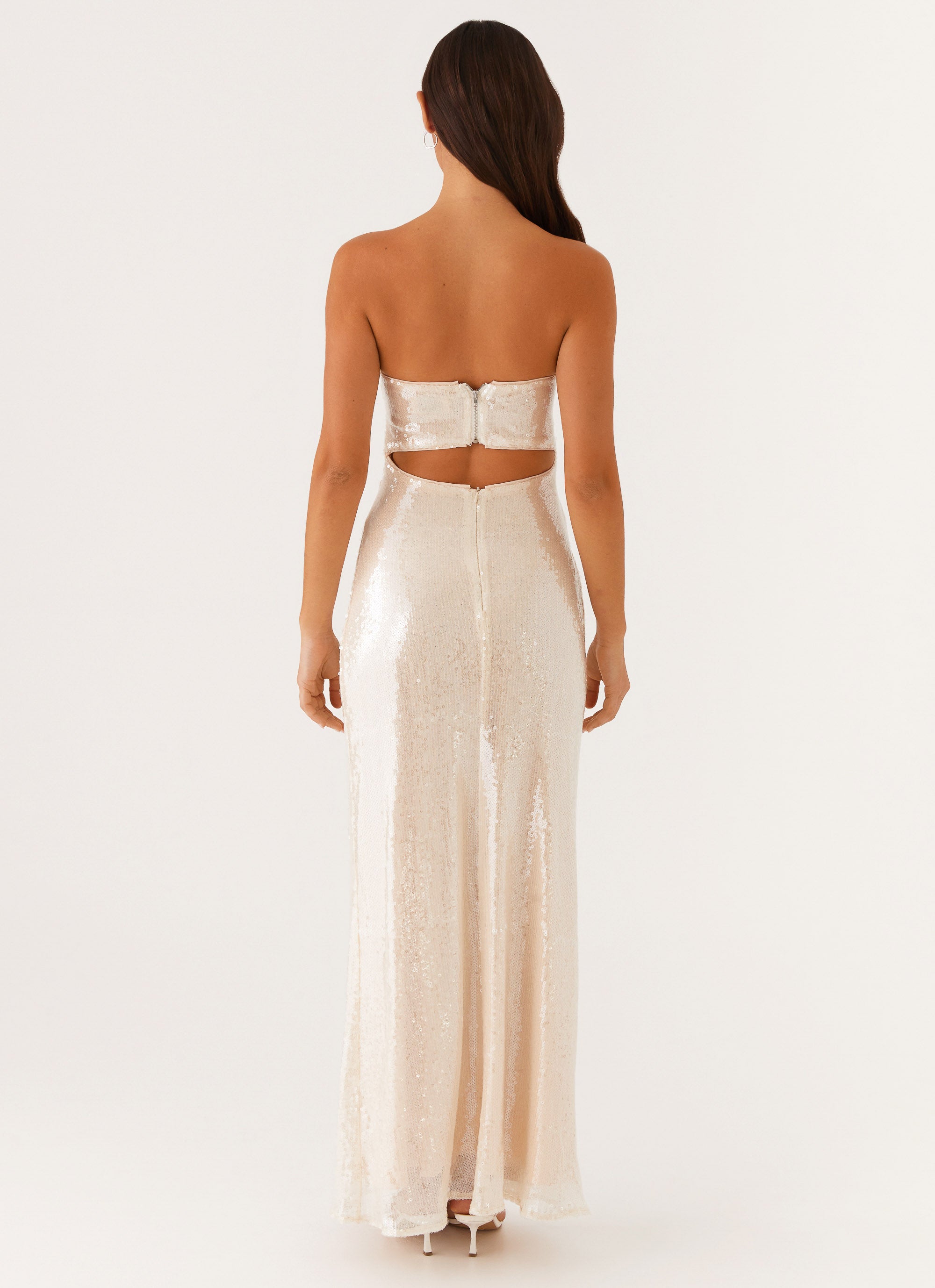Tianna Strapless Sequin Maxi Dress - Ivory Tianna Strapless Sequin Maxi Dress - Ivory