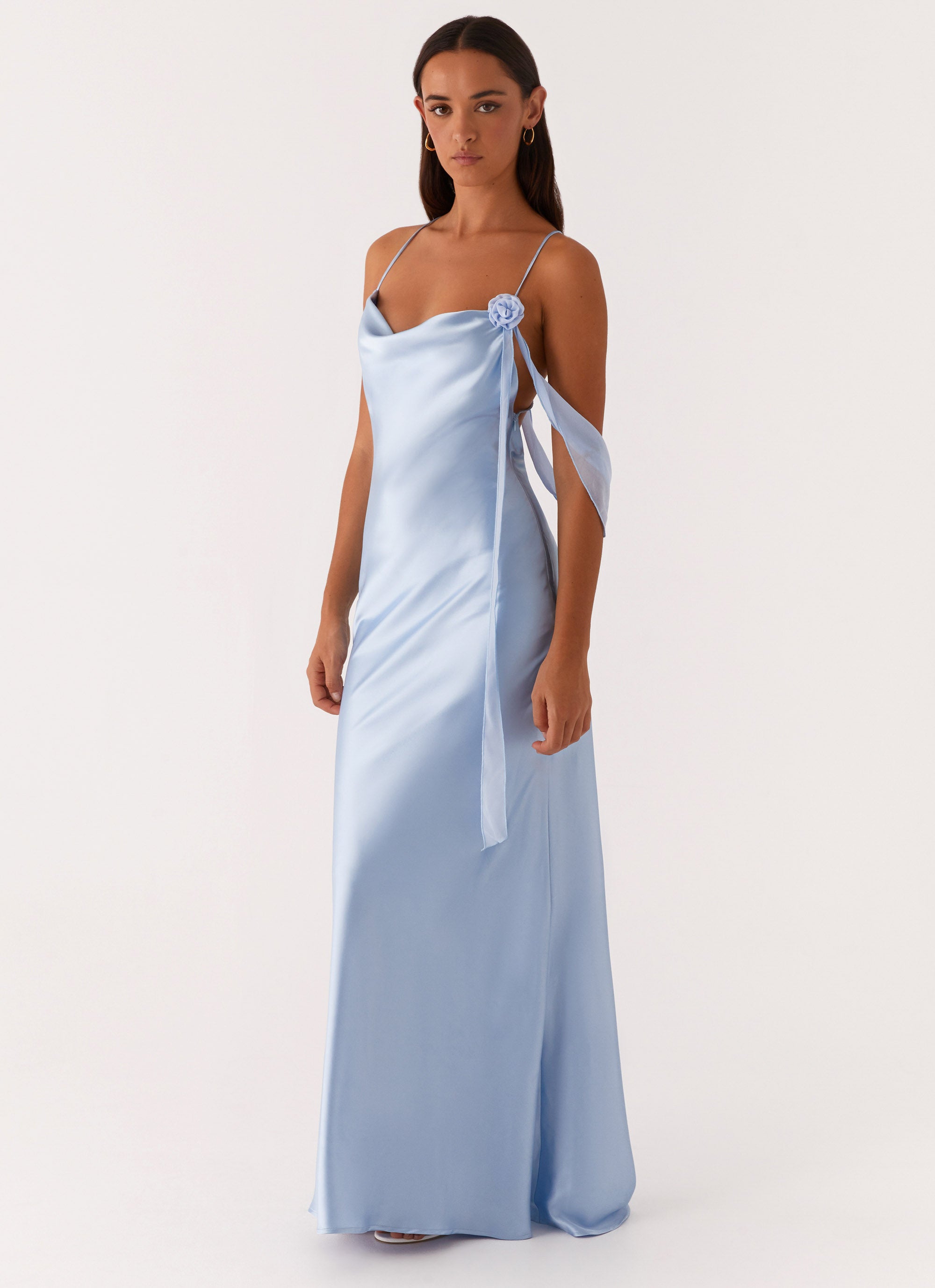 Too Sweet Satin Maxi Dress Blue – Peppermayo US - Main Image