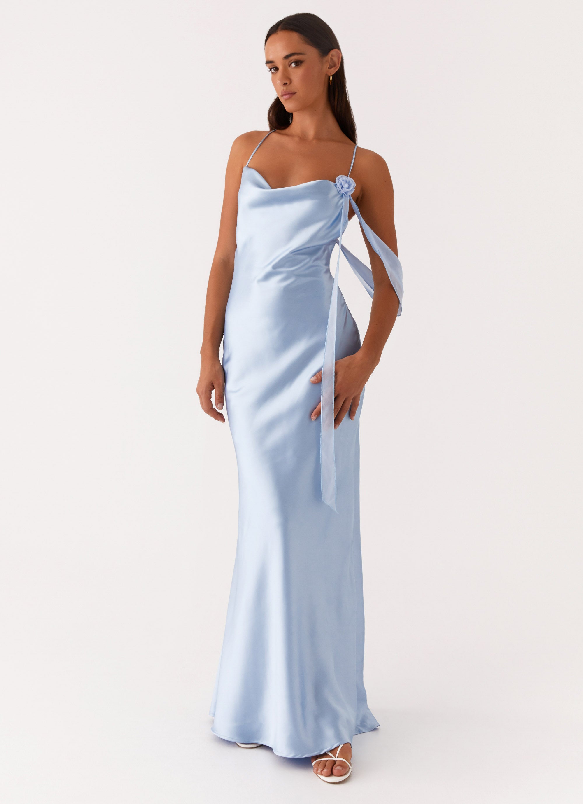 Too Sweet Satin Maxi Dress - Blue Too Sweet Satin Maxi Dress - Blue