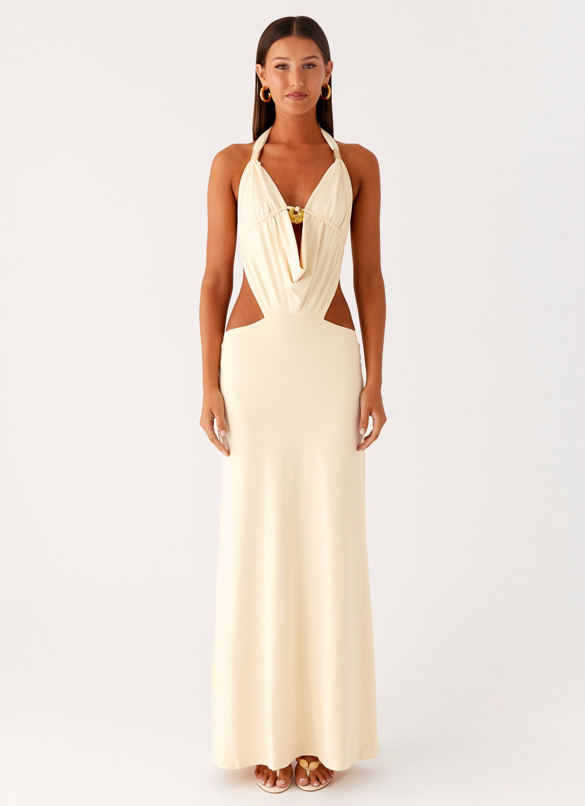 Torina Halter Maxi Dress - Lemon Lemon / US 8 Torina Halter Maxi Dress - Lemon Lemon / US 8