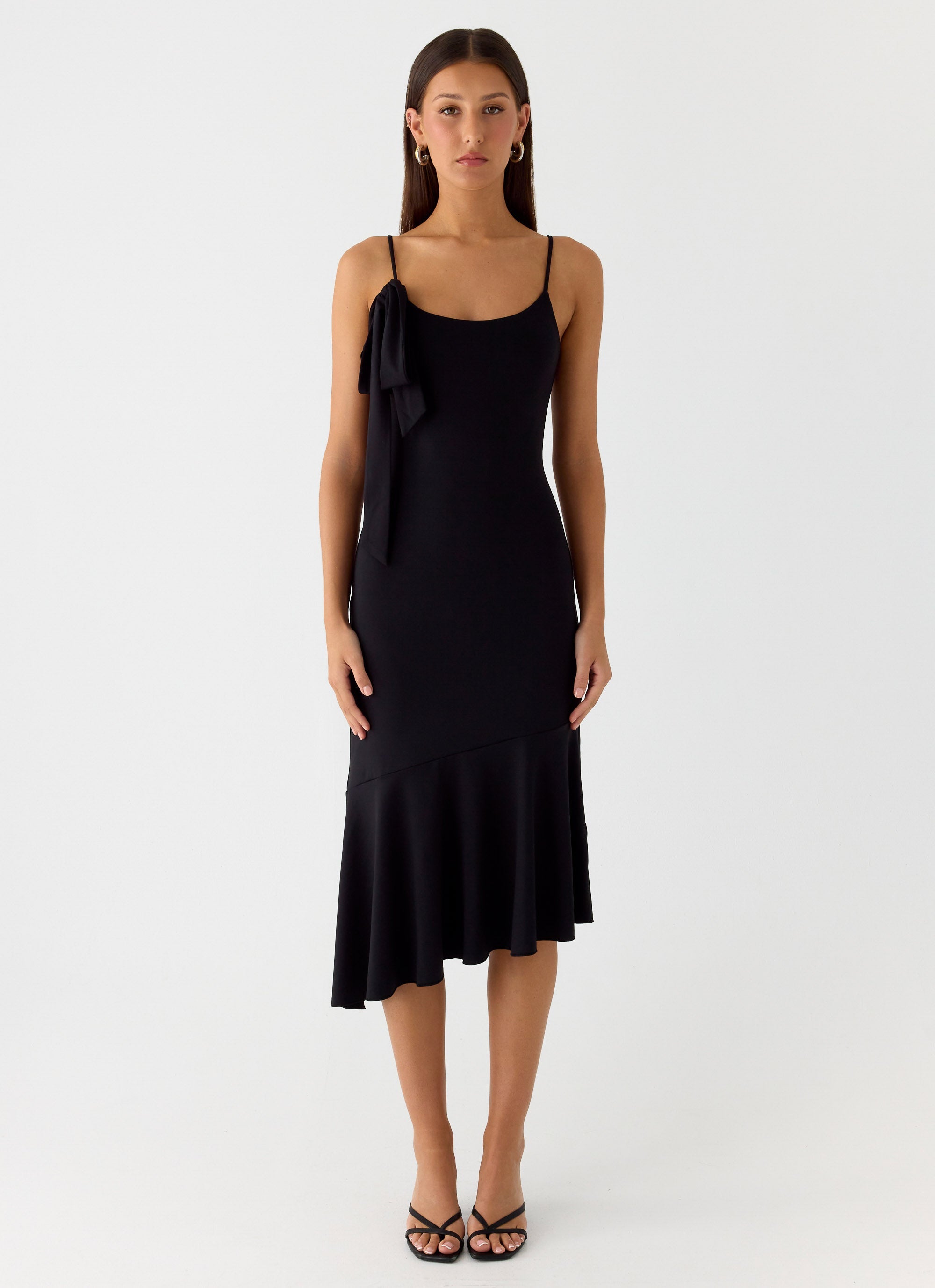 Tranquility Asymmetric Midi Dress - Black Black / US 10 Tranquility Asymmetric Midi Dress - Black Black / US 10