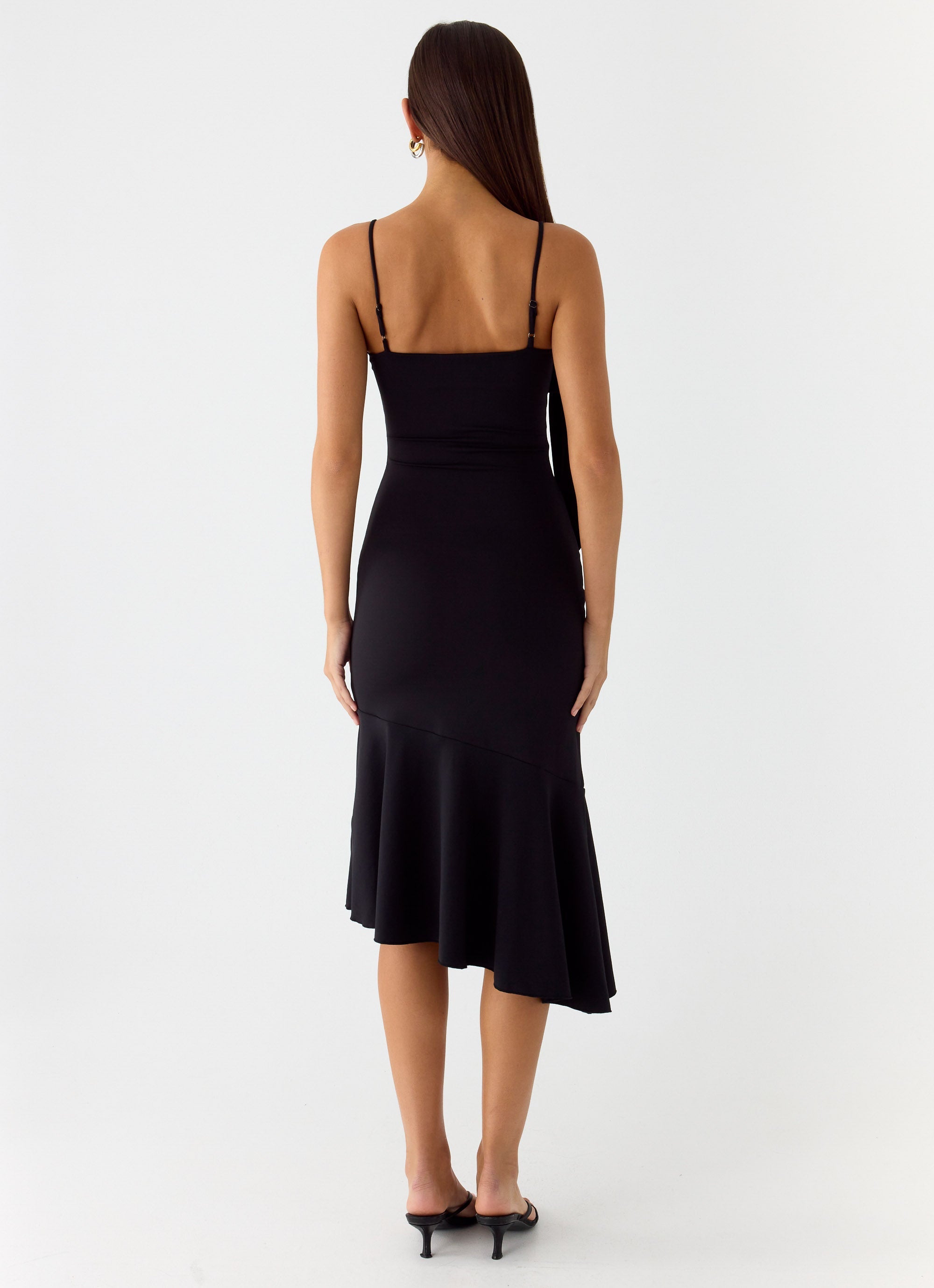 Tranquility Asymmetric Midi Dress - Black Black / US 10 Tranquility Asymmetric Midi Dress - Black Black / US 10