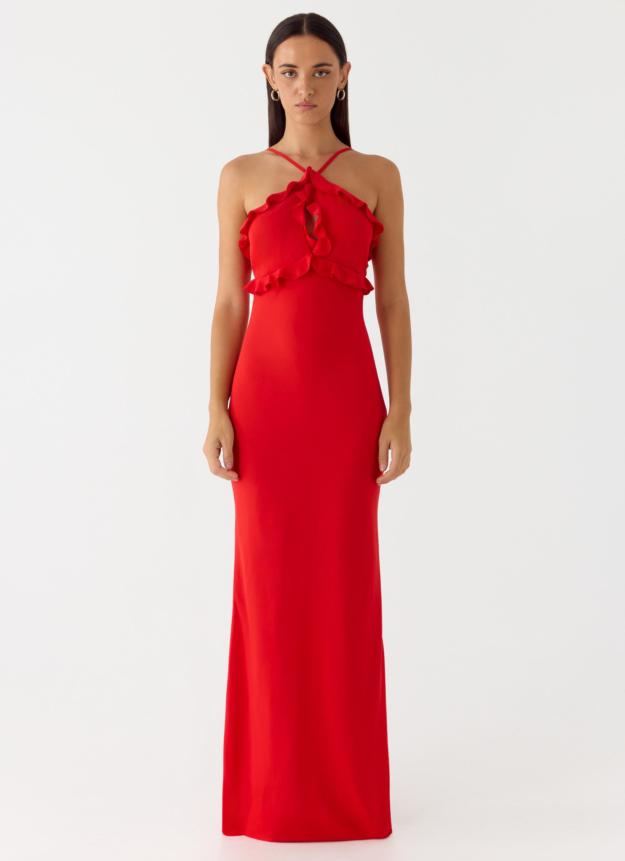 peppermayo red dress Trieste Maxi Dress