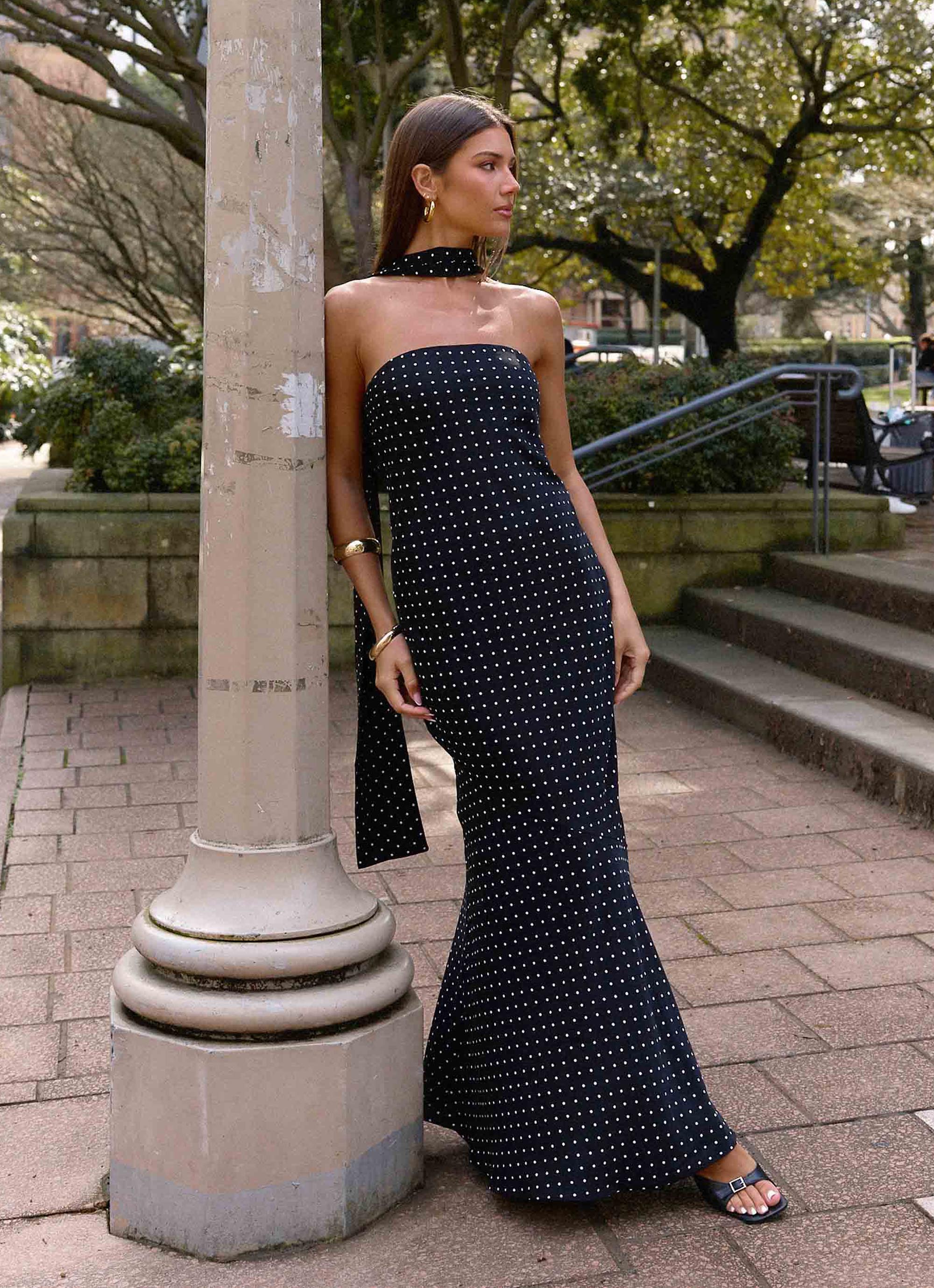 Under The Pagoda Maxi Dress - Black Polkadot Black Polkadot / US 6 Under The Pagoda Maxi Dress - Black Polkadot Black Polkadot / US 6