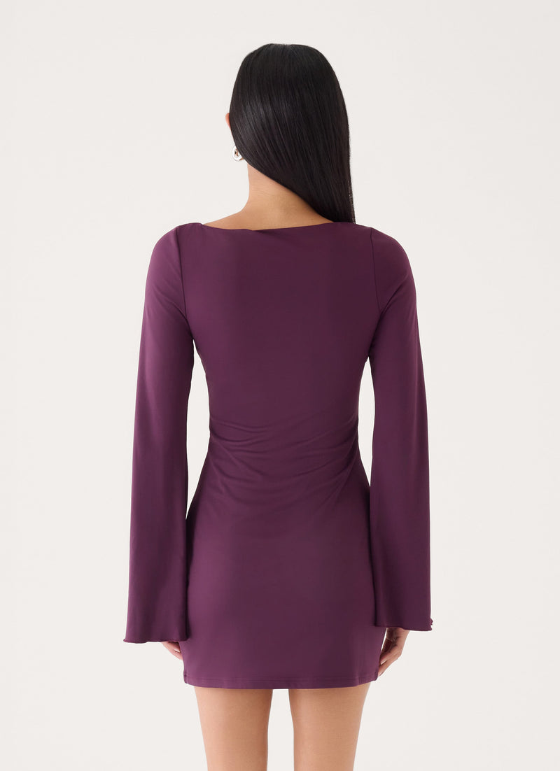 Velocity Jersey Mini Dress - Eggplant
