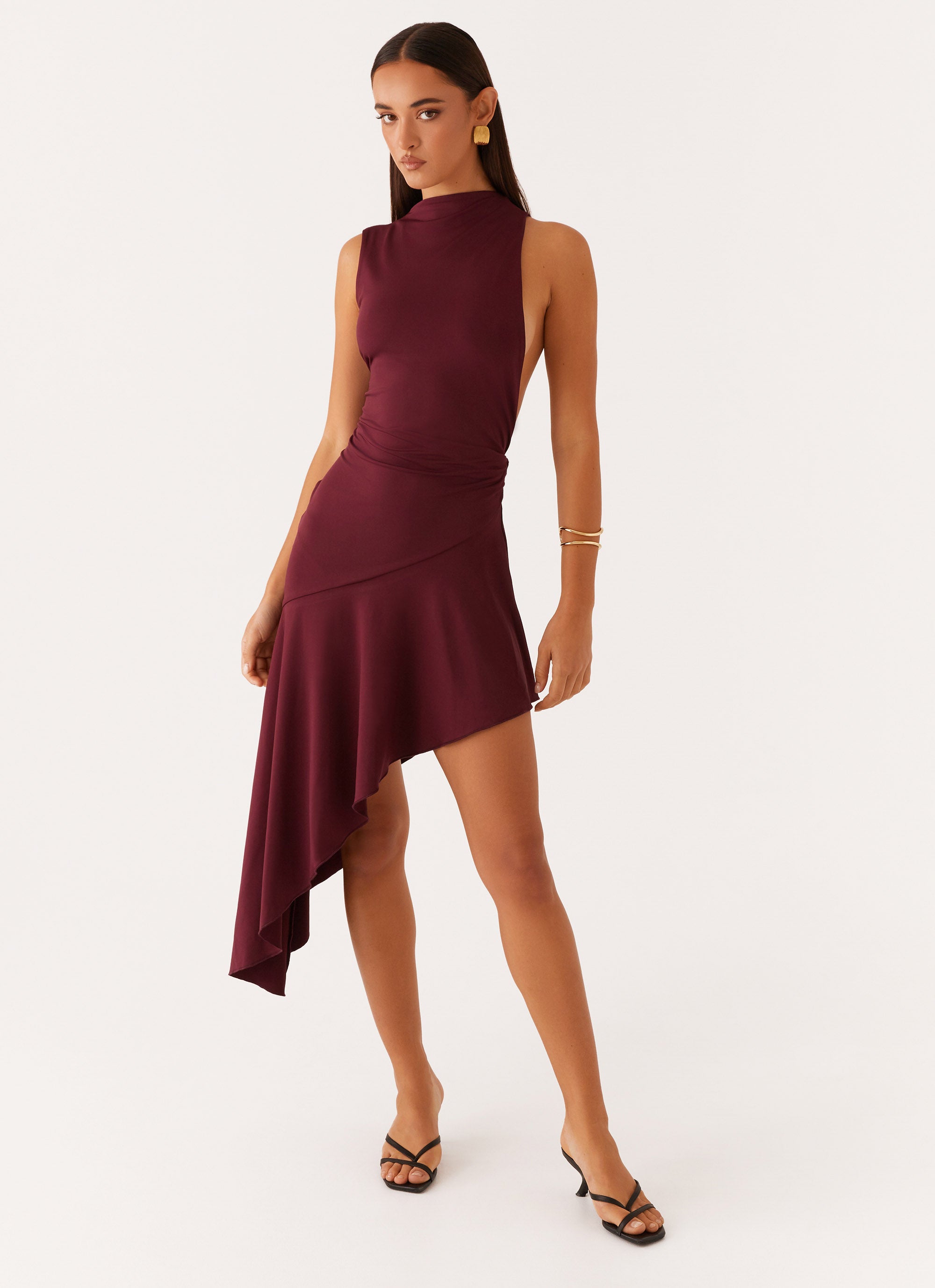 Venetia Asymmetric Maxi Dress - Deep Maroon Venetia Asymmetric Maxi Dress - Deep Maroon