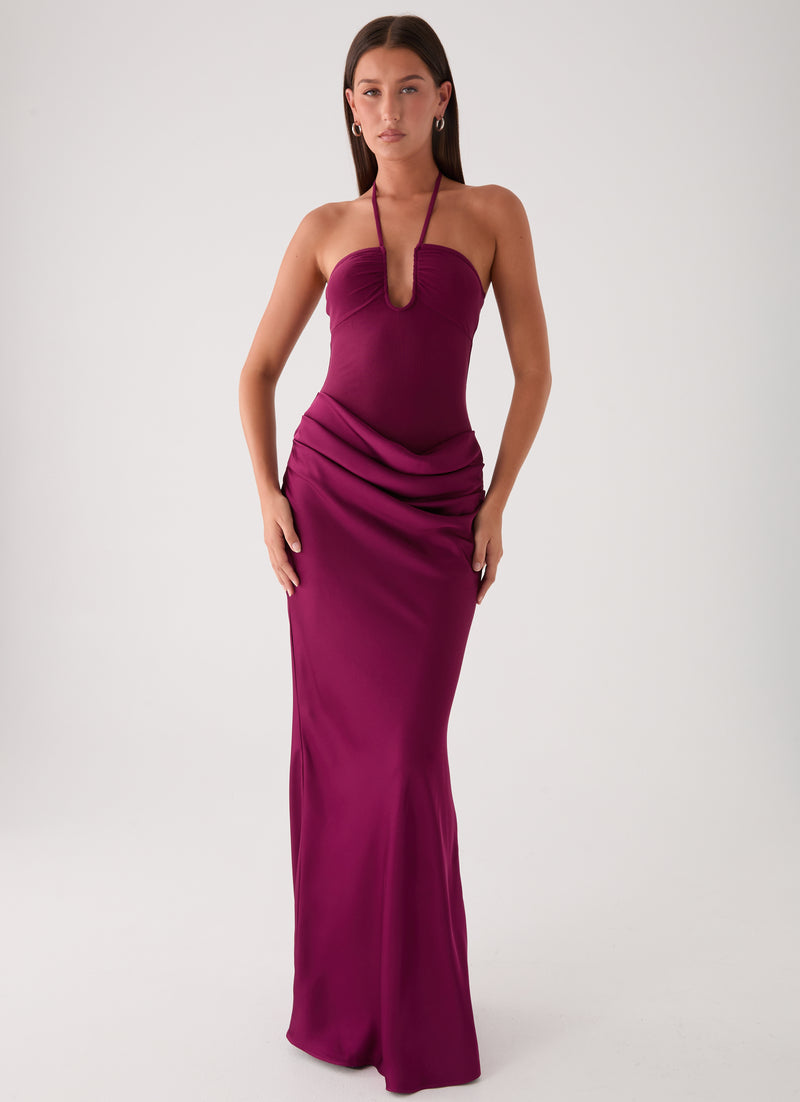 Verner Halter Maxi Dress - Plum