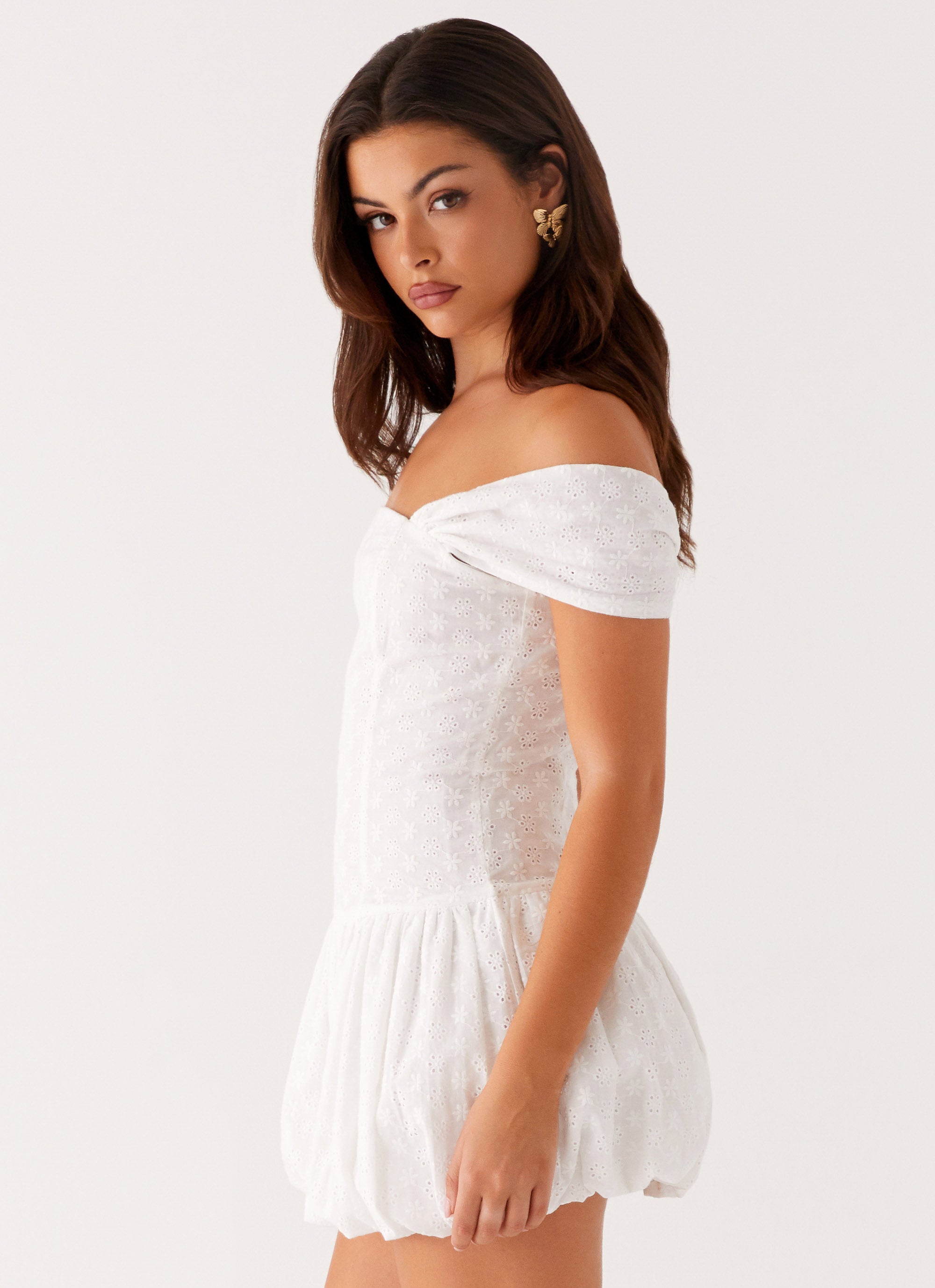 Vida Off Shoulder Mini Dress - White Peppermayo US Vida Off Shoulder Mini Dress - White Peppermayo US