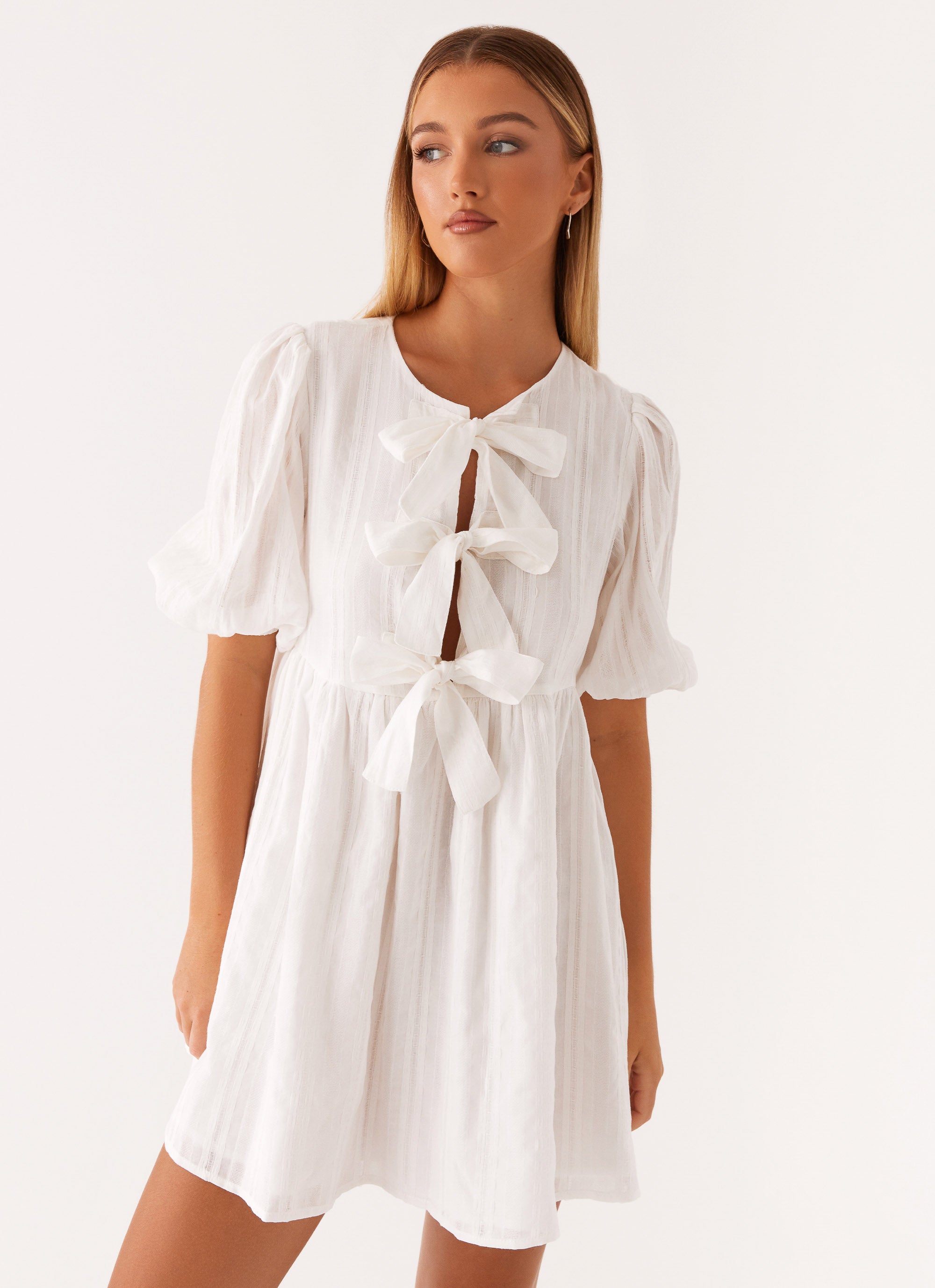 Western Wind Tie Mini Dress - White Peppermayo US Western Wind Tie Mini Dress - White Peppermayo US