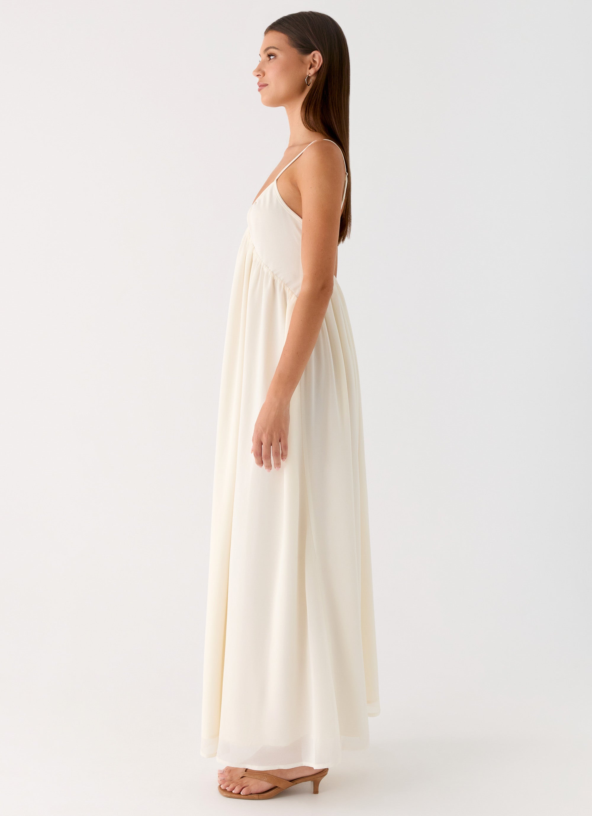 Whisperlight Chiffon Scooped Neck Maxi Dress - White White / US 18 Whisperlight Chiffon Scooped Neck Maxi Dress - White White / US 18