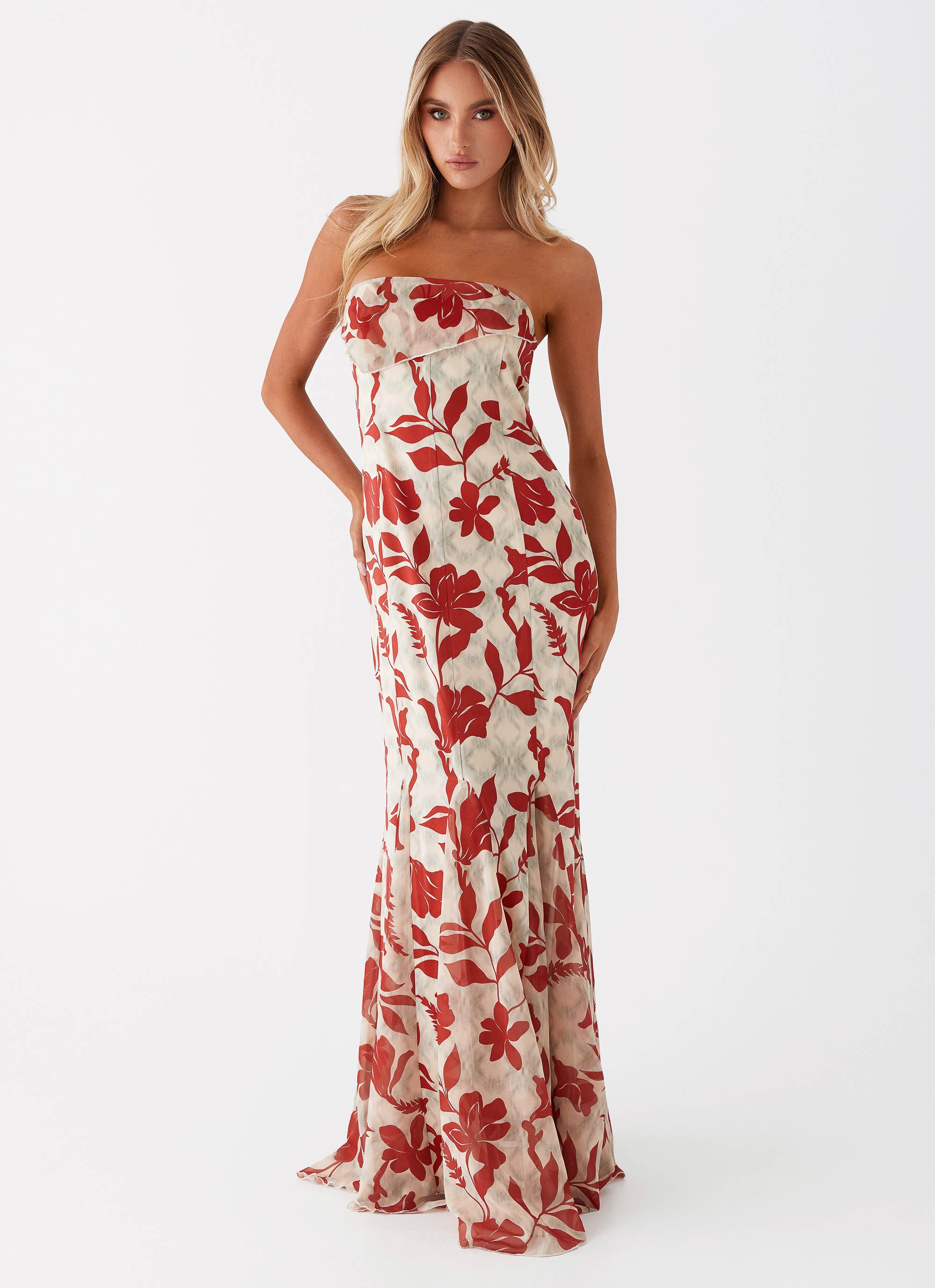 Willa Maxi Dress - Red Green Floral Willa Maxi Dress - Red Green Floral