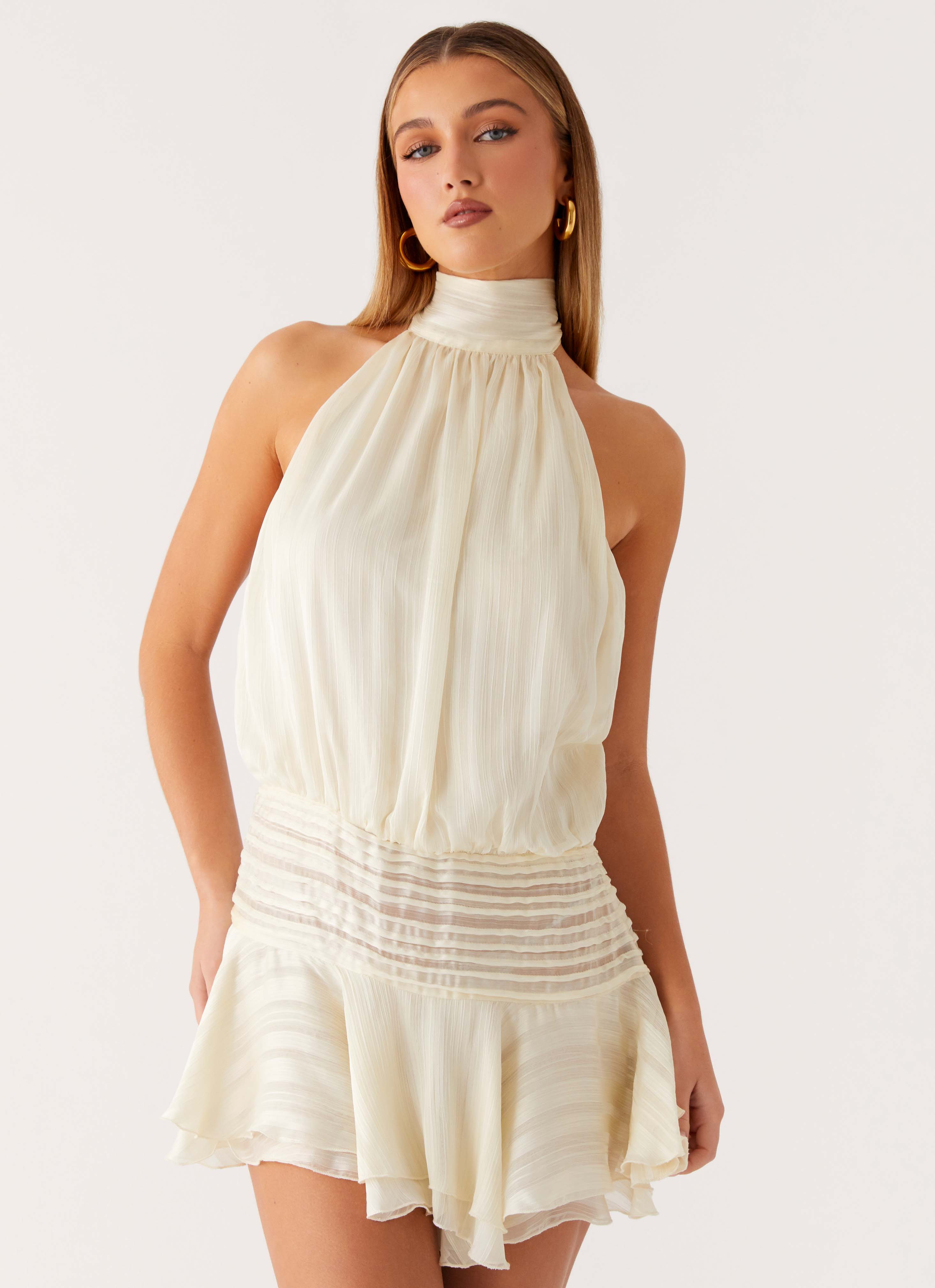 Willow Chiffon Mini Dress - Ivory Ivory / US 4 Willow Chiffon Mini Dress - Ivory Ivory / US 4