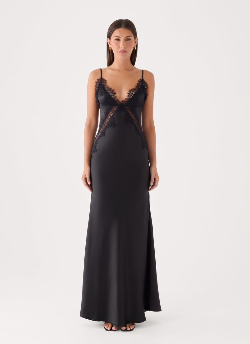 Winona Night Slip Dress - Black
