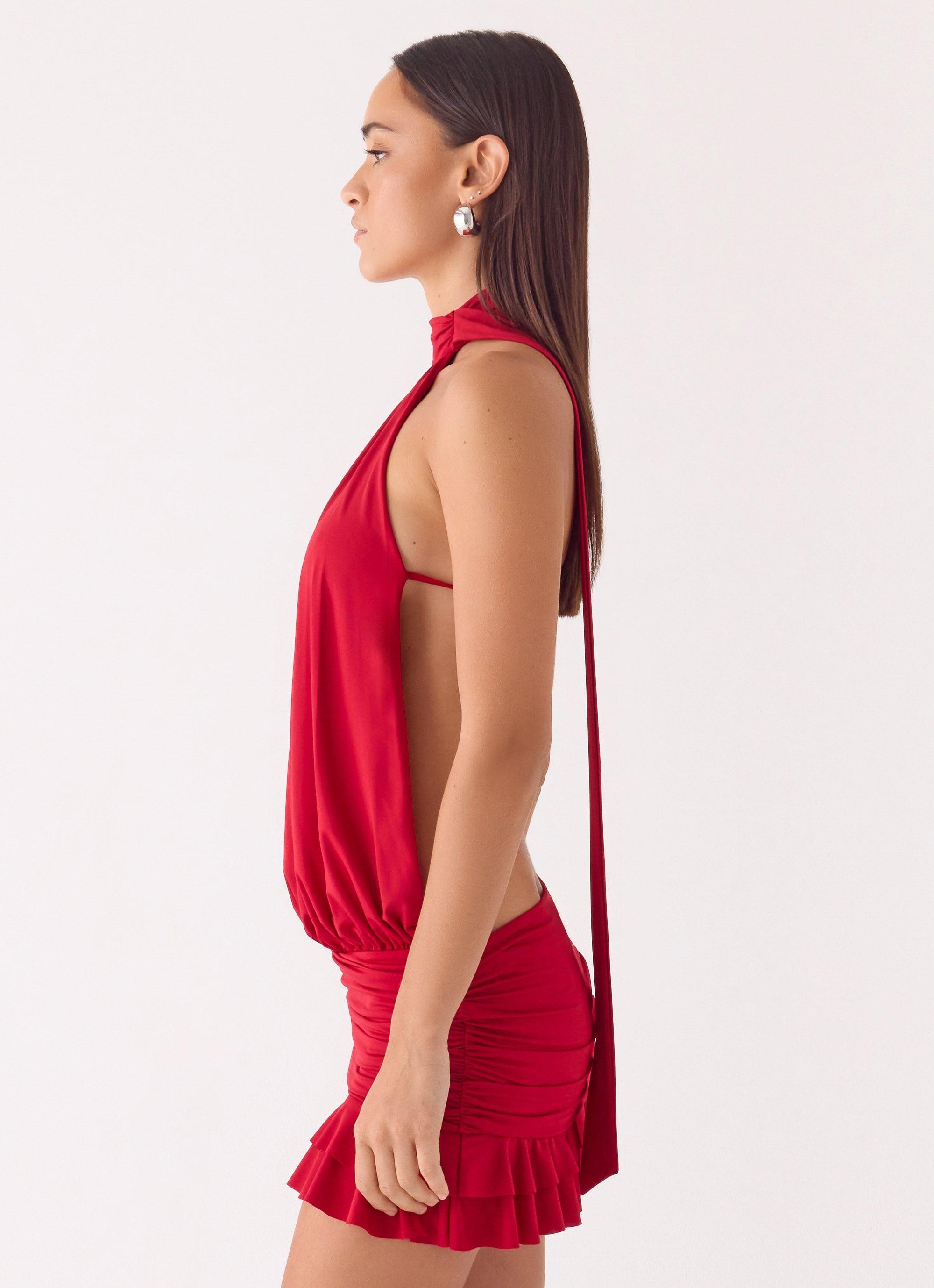 Yelena Backless Mini Dress - Deep Red Deep Red / US 8 Yelena Backless Mini Dress - Deep Red Deep Red / US 8