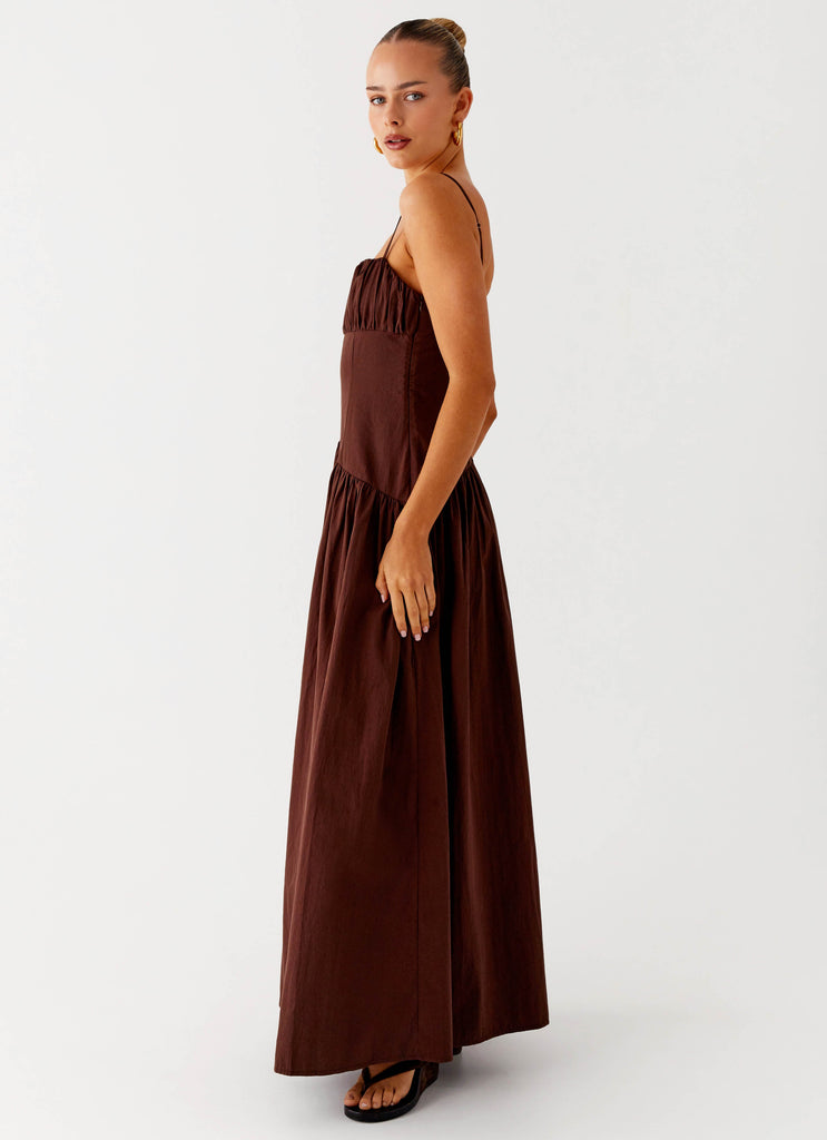 Yuna Drop Waist Maxi Dress - Chocolate