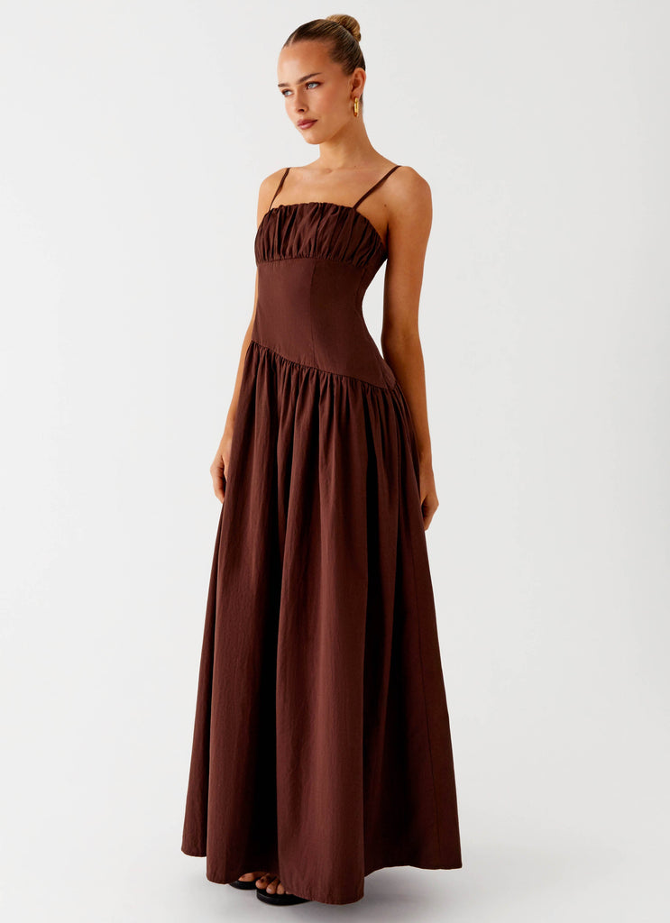Yuna Drop Waist Maxi Dress - Chocolate