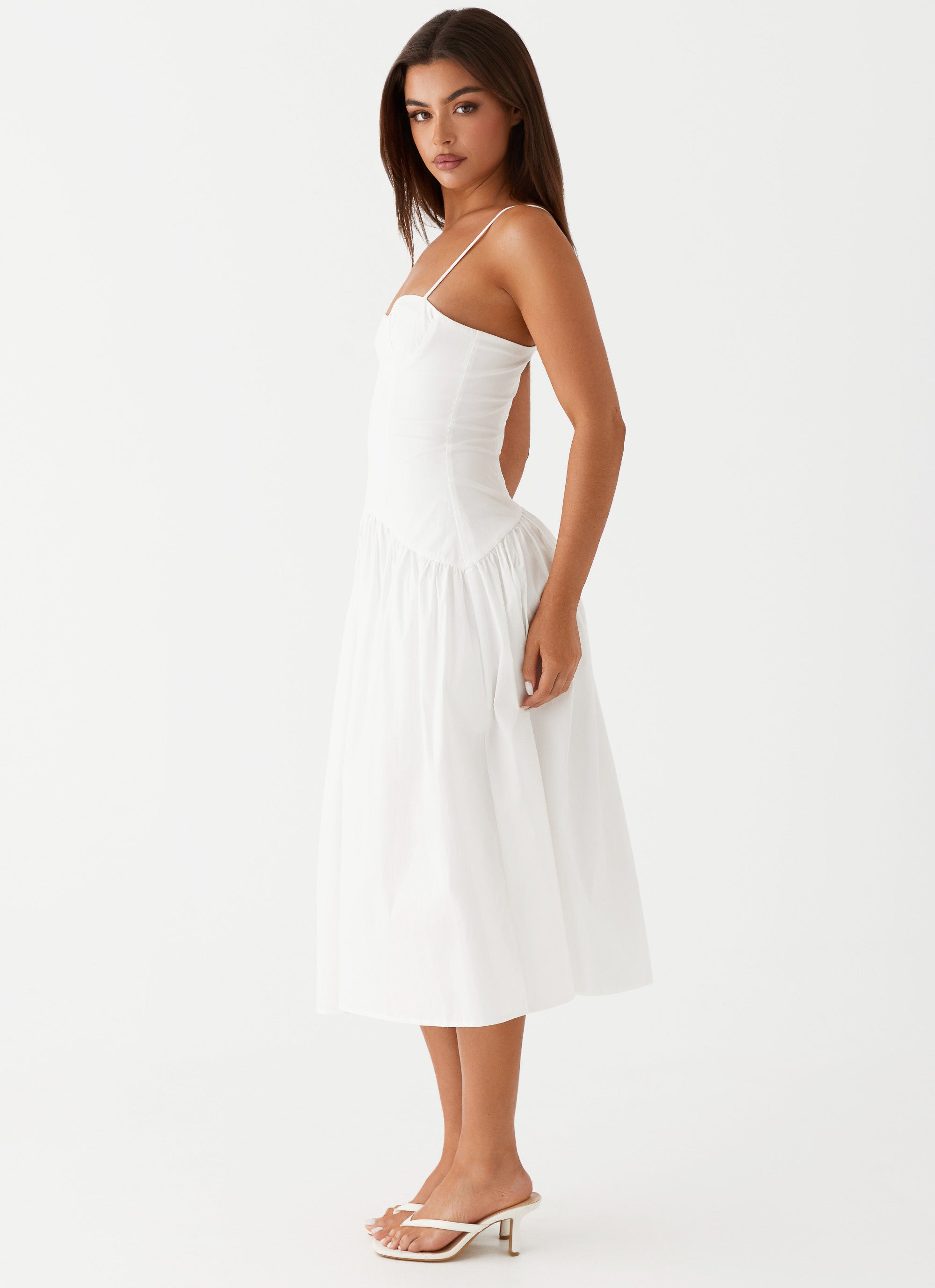 Yvette Corset Midi Dress White – Peppermayo US
