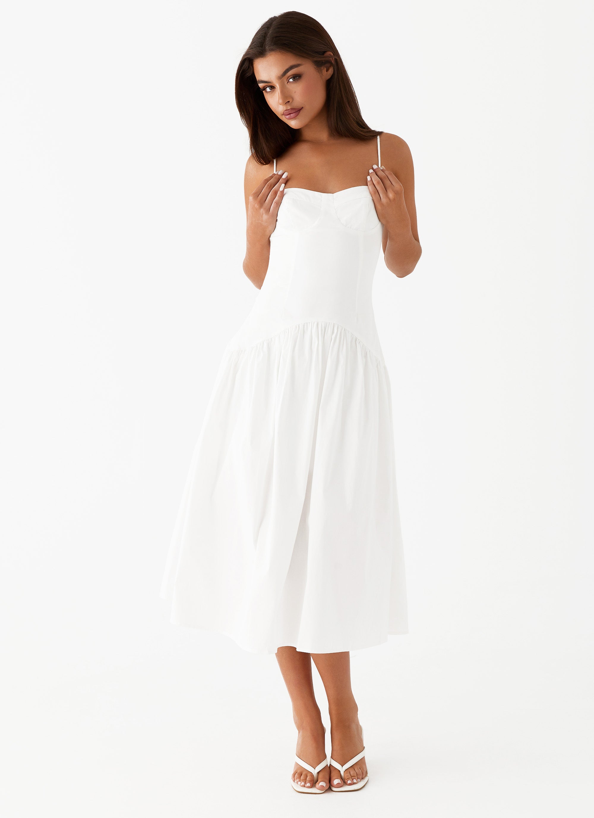 Yvette Corset Midi Dress - White – Peppermayo US