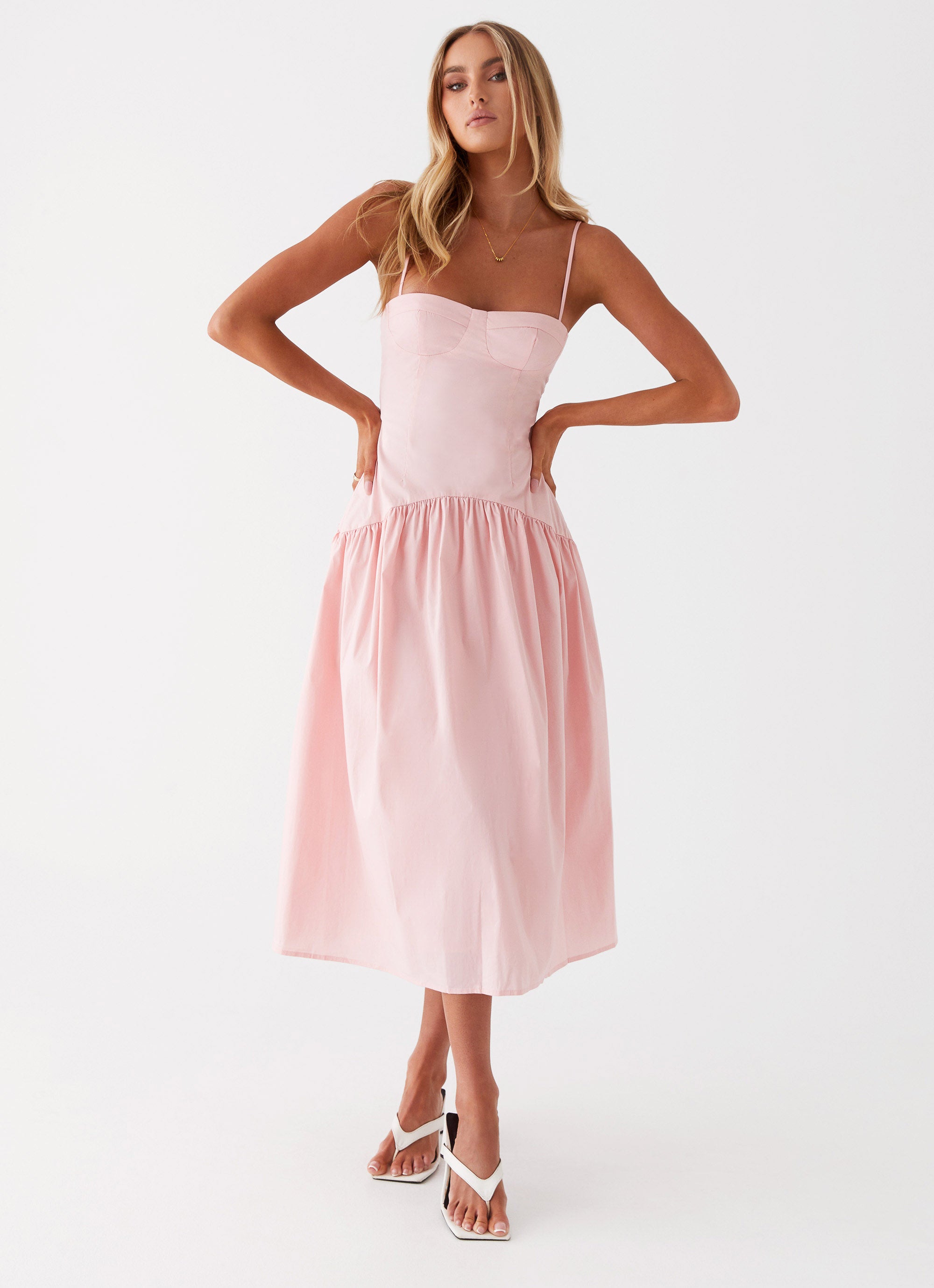 Yvette Corset Midi Dress Pink – Peppermayo US