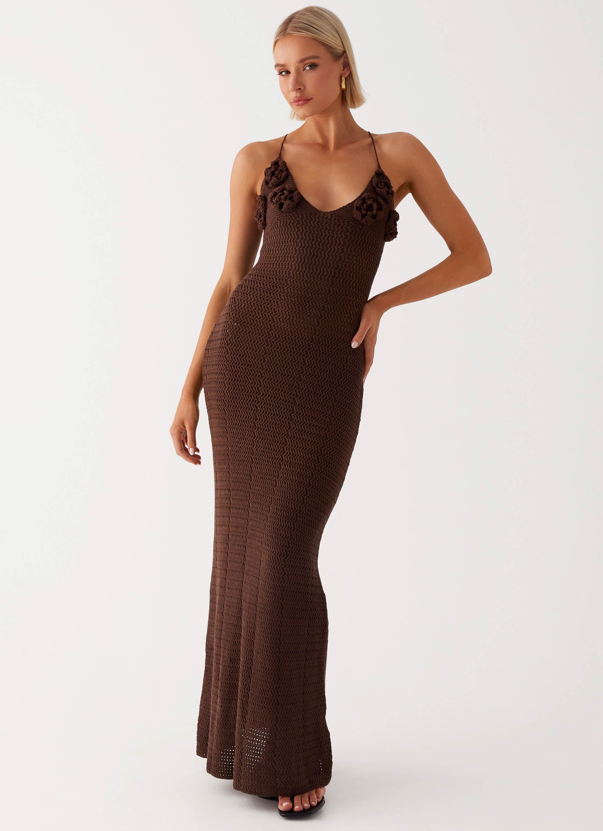Zara Rose Crochet Maxi Dress - Chocolate Peppermayo US Zara Rose Crochet Maxi Dress - Chocolate Peppermayo US