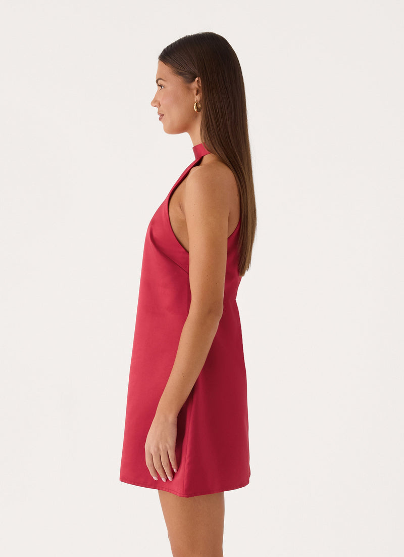 Zelia Halter Mini Dress - Pomegranate Red