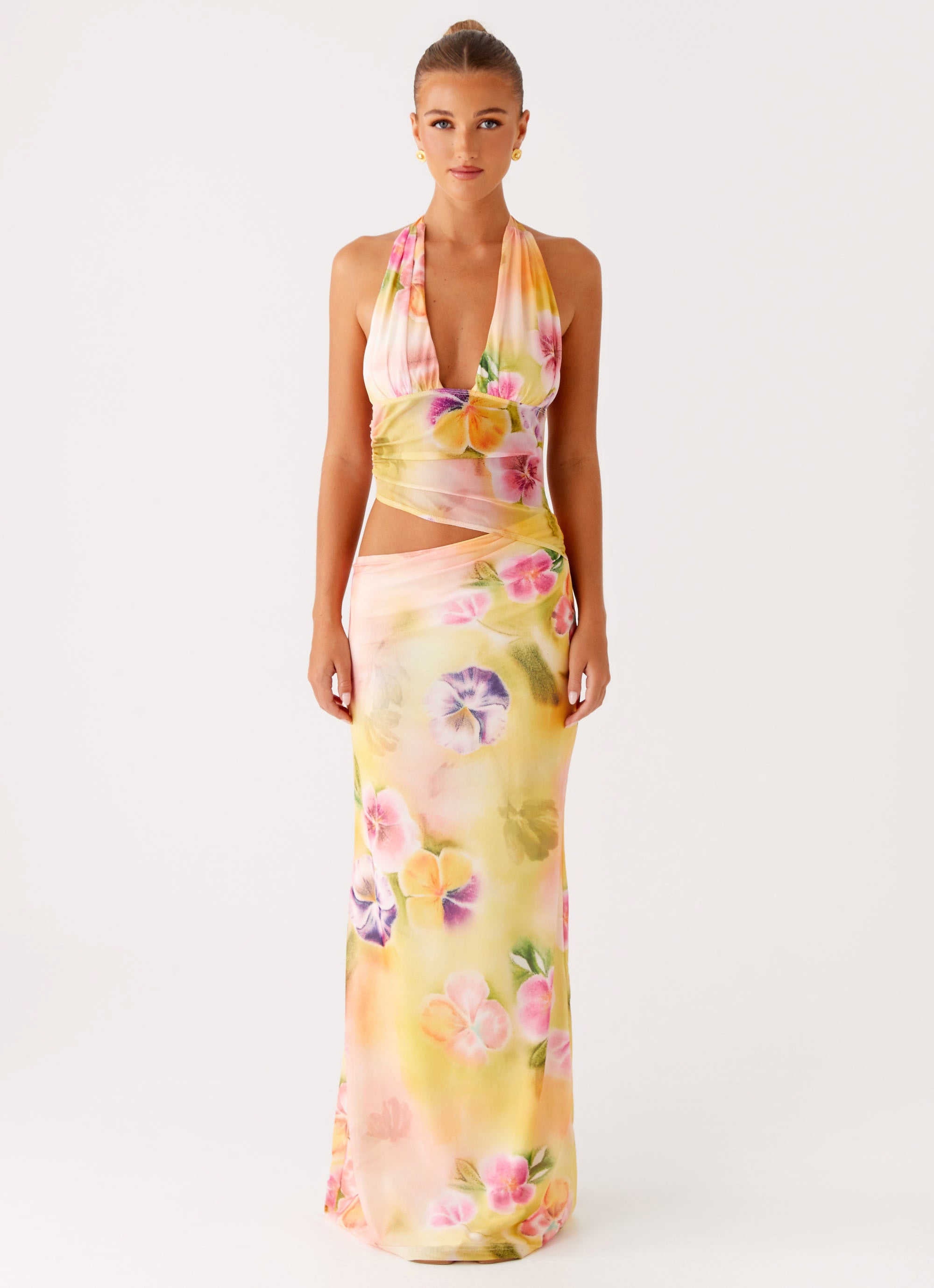 Tela De Gasa Transparente Con Estampado Floral - Poliéster Crepé Georgette, Ancho 44 Pulgadas, Precortada 1 Metro