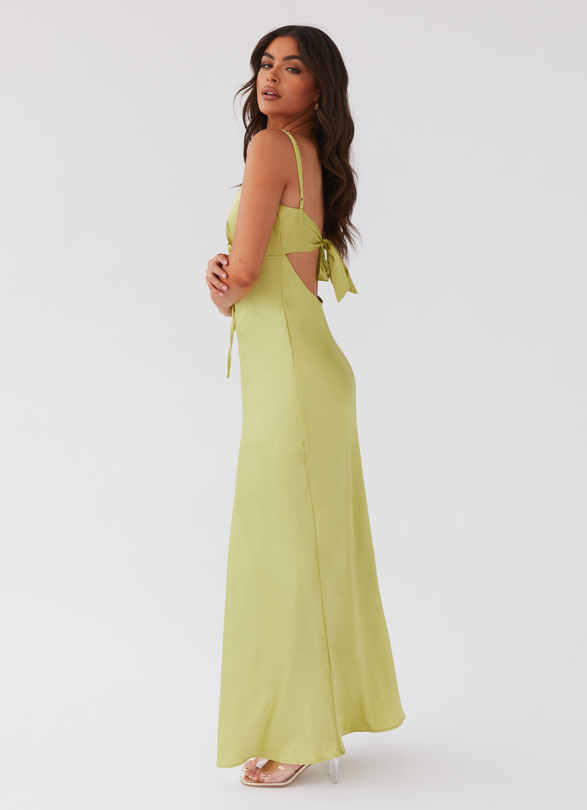 Flora Satin Maxi Dress - Green Expectations Peppermayo US Flora Satin Maxi Dress - Green Expectations Peppermayo US