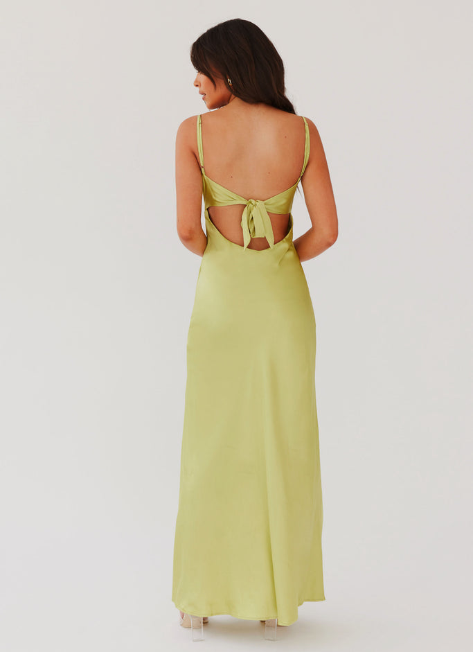 Flora Satin Maxi Dress - Green Expectations