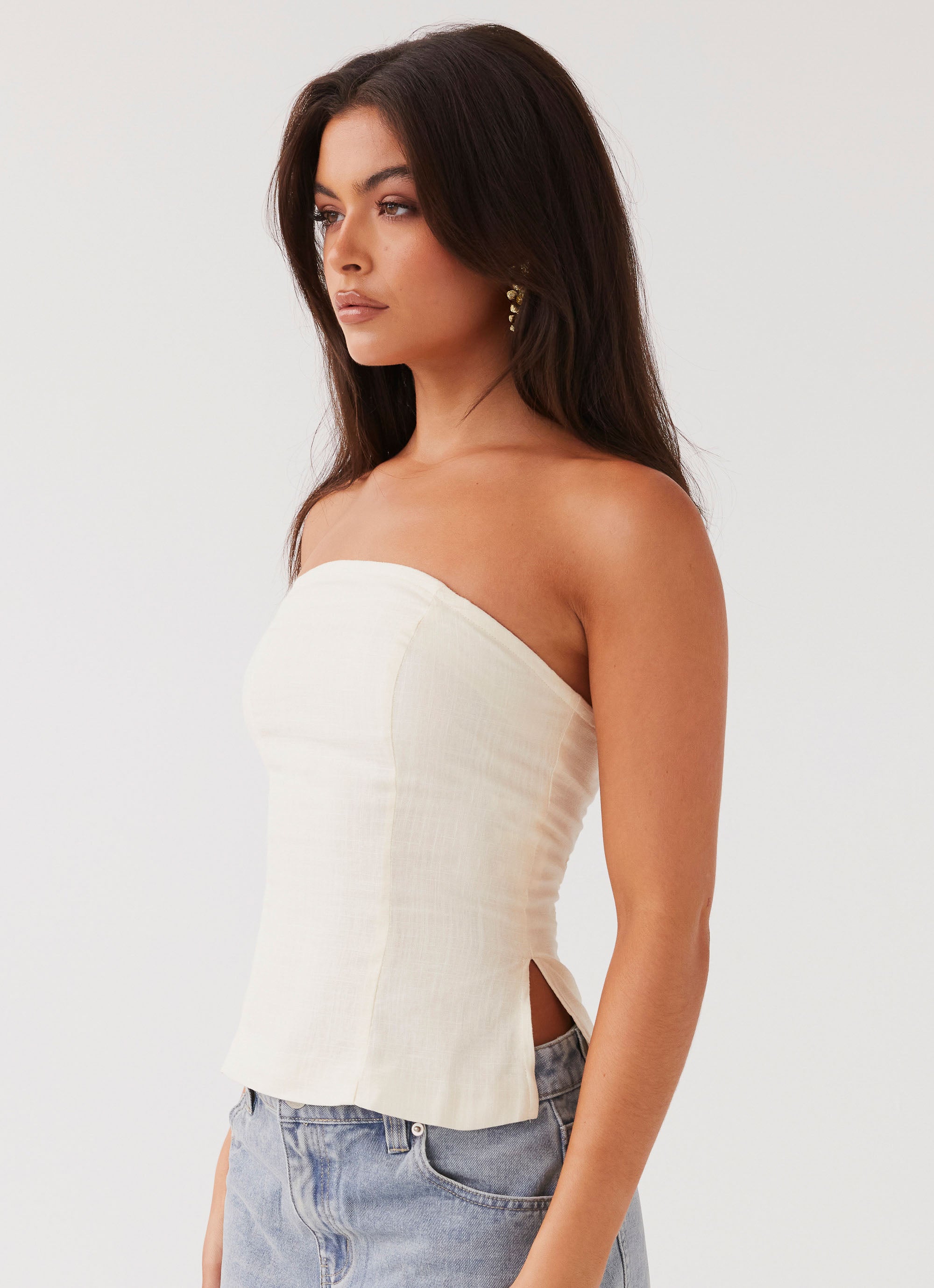Stephanie Linen Tube Top - Ivory Cream Stephanie Linen Tube Top - Ivory Cream
