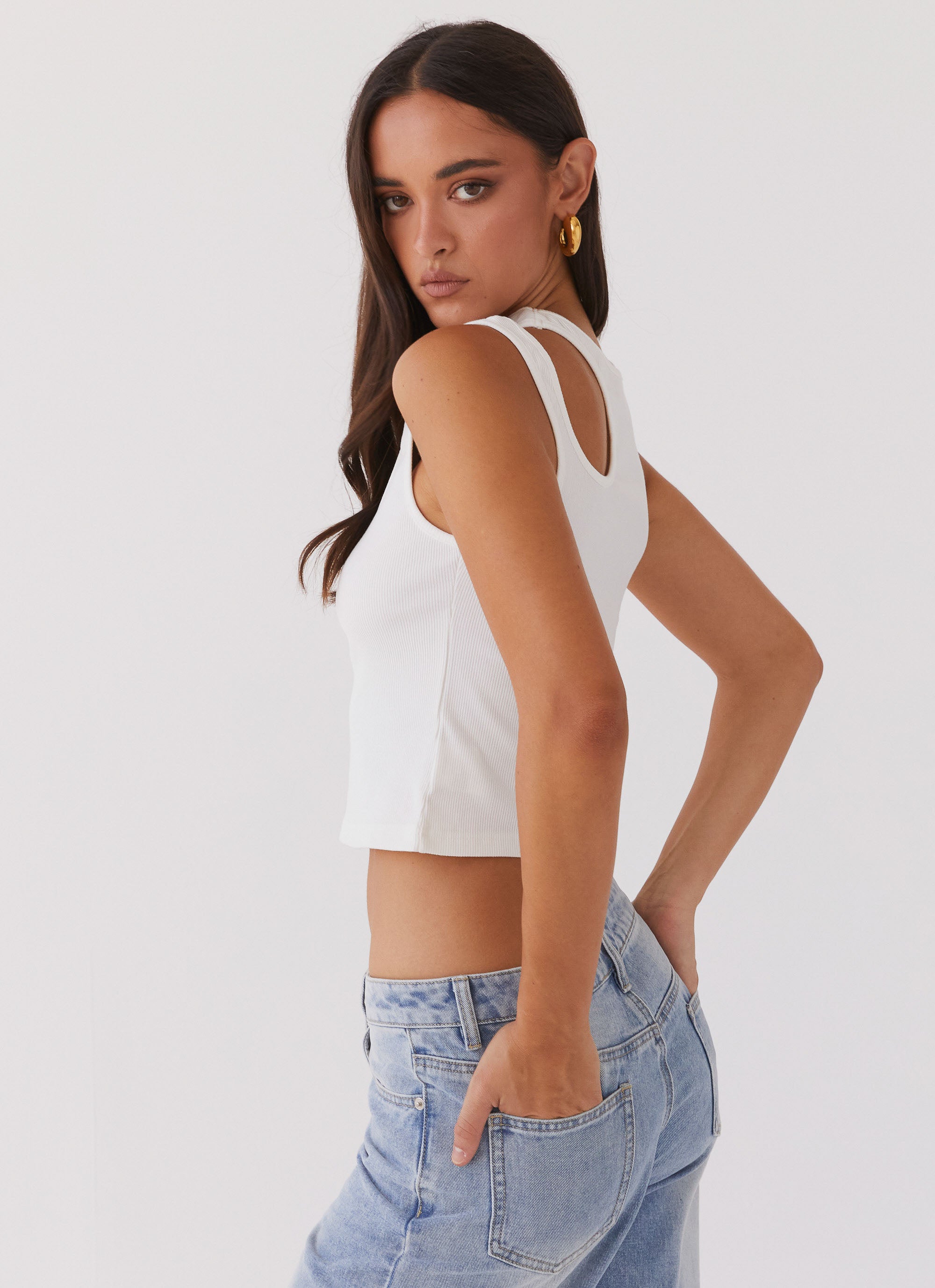 Isla Cut Out Tank Top - White – Peppermayo US